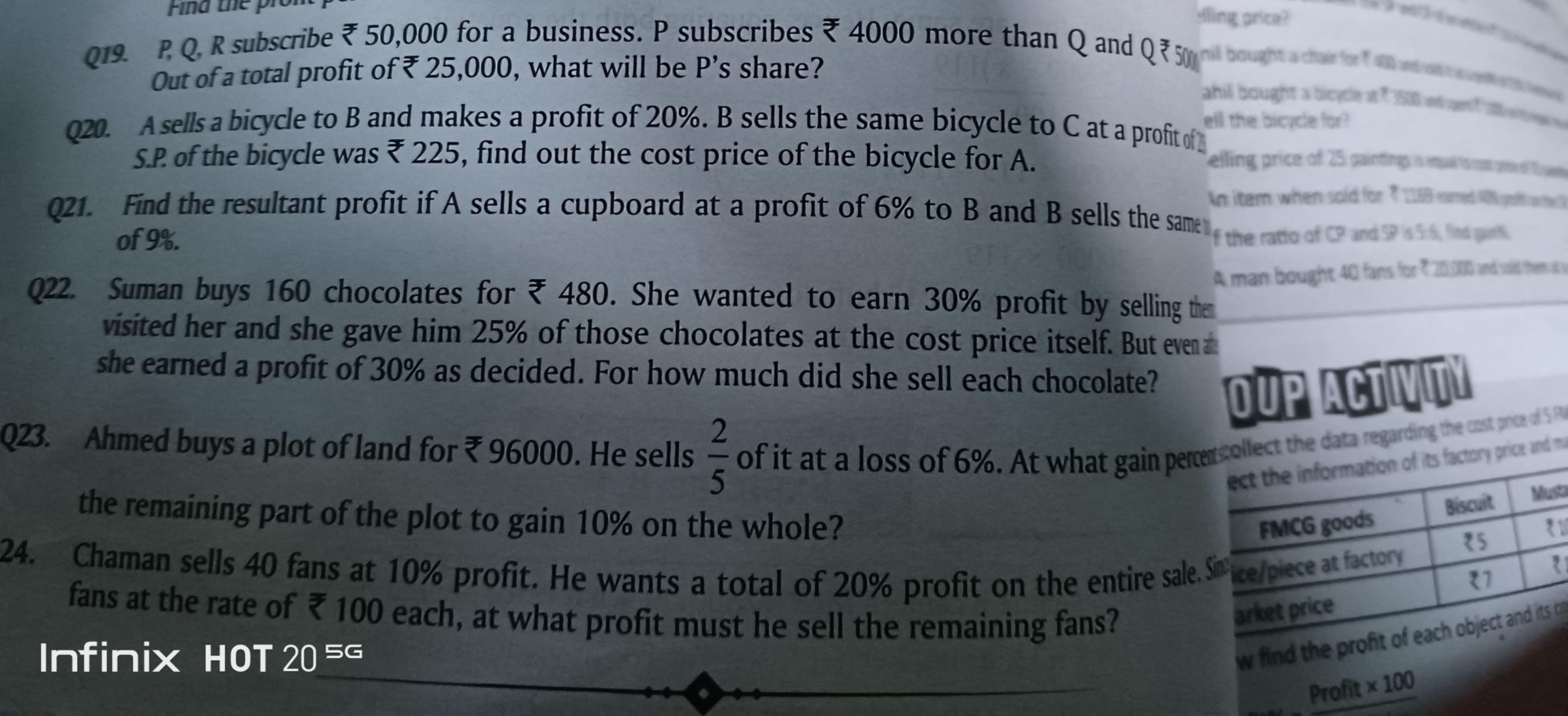 Find
ling price?
Q19. P.Q, R subscribe 50,000 for a business. P subscr