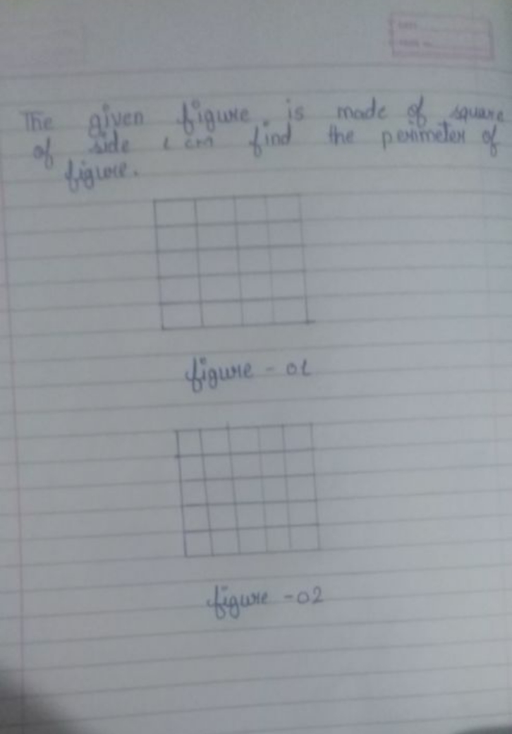 The given figure is made of square of gide 1 cm find the perimeter of
