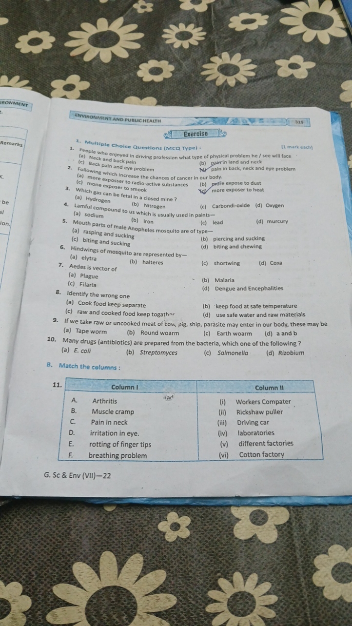 ENVIRONMENT AND PUBLIC HEALTH
Exercise 3
1. Multiple Choice Questions 