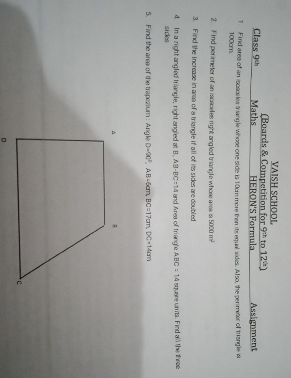 VAISH SCHOOL
(Boards \& Competition for 9th  to 12th  )
Class 9th 
Mat