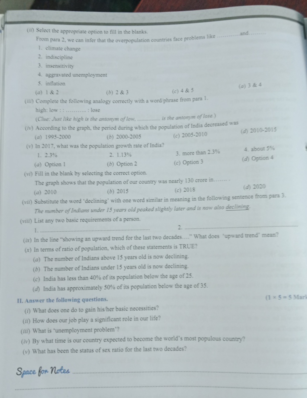 (ii) Select the appropriate option to fill in the blanks.

From para 2