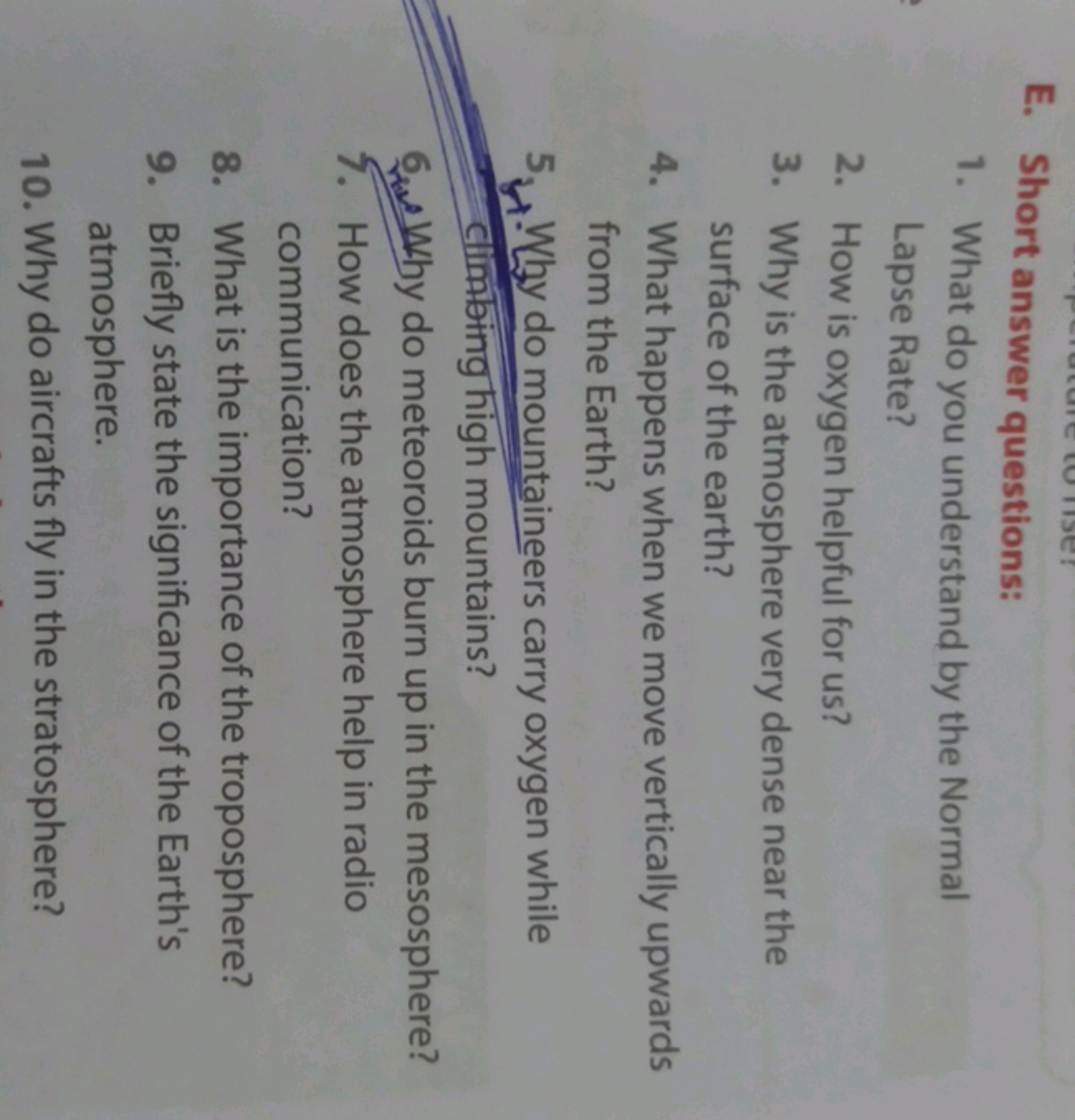 E. Short answer questions:
1. What do you understand by the Normal Lap