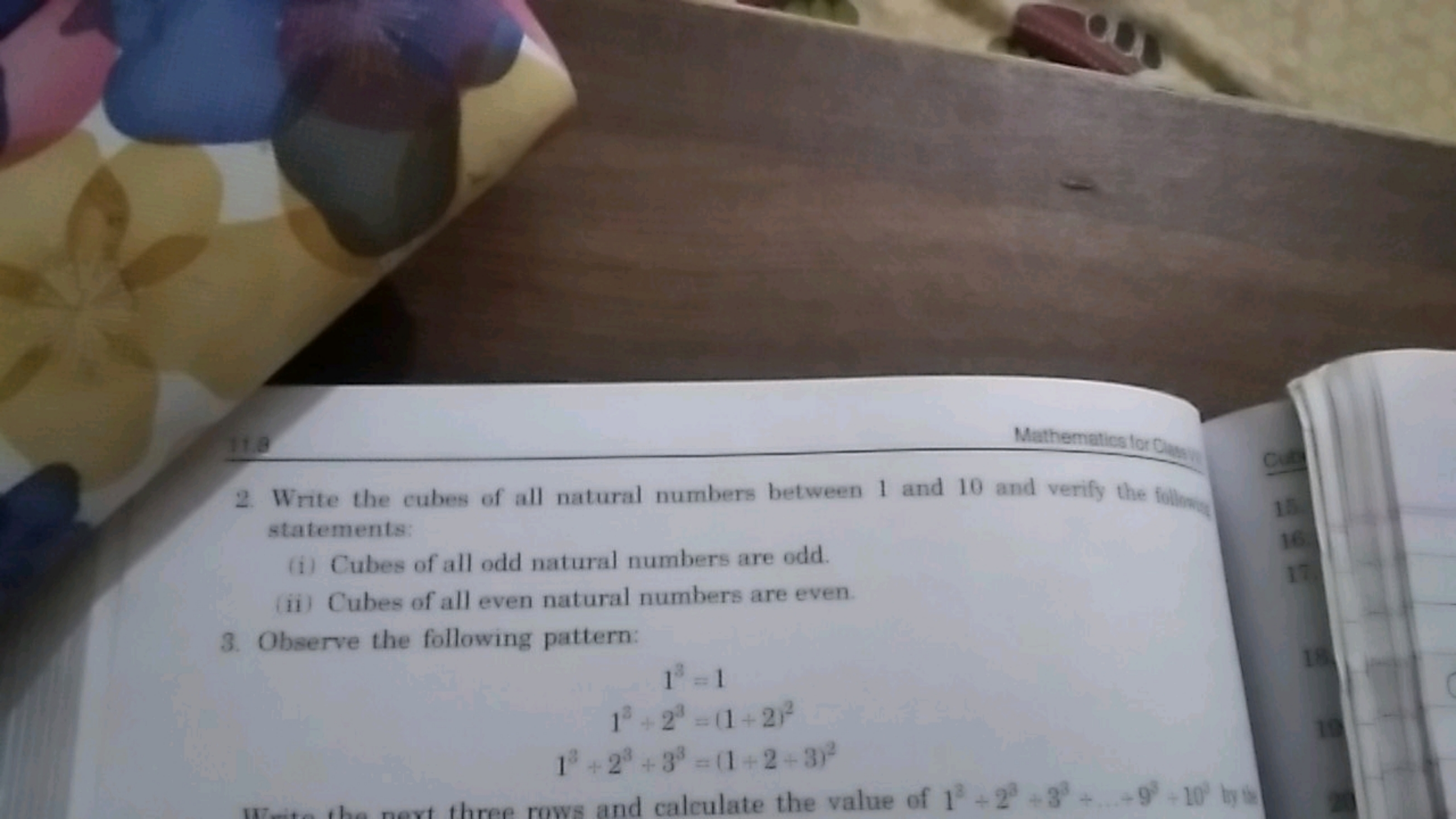 2. Write the cubes of all natural numbers between 1 and 10 and verify 