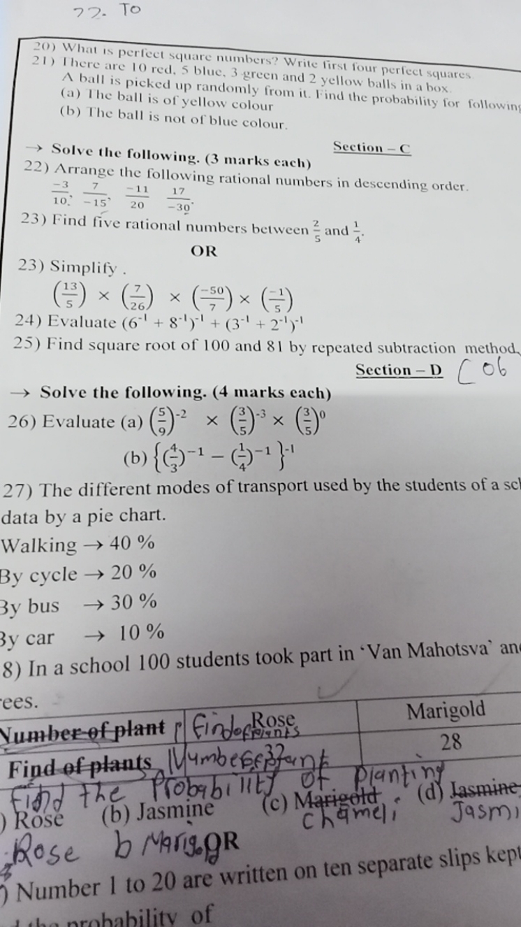 77. To
20) What is perfect square numbers? Write first four perfect sq