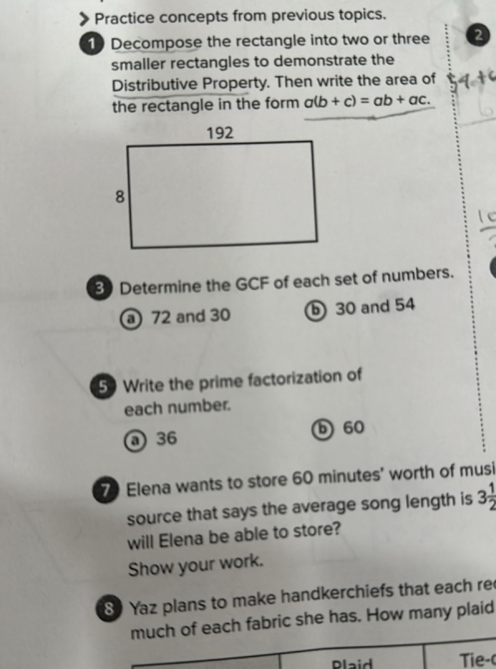 > Practice concepts from previous topics.
(1) Decompose the rectangle 