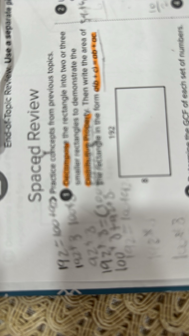 End-or-Topic Review. Use a separate p
Spaced Review
192=100+40 Practic