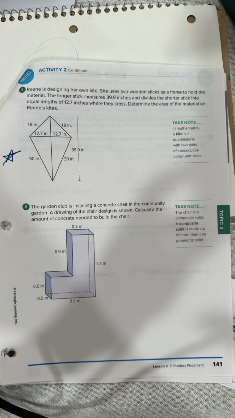 ACTIVITY 2 Continued
5 Reene is designing her own kite. She uses two w