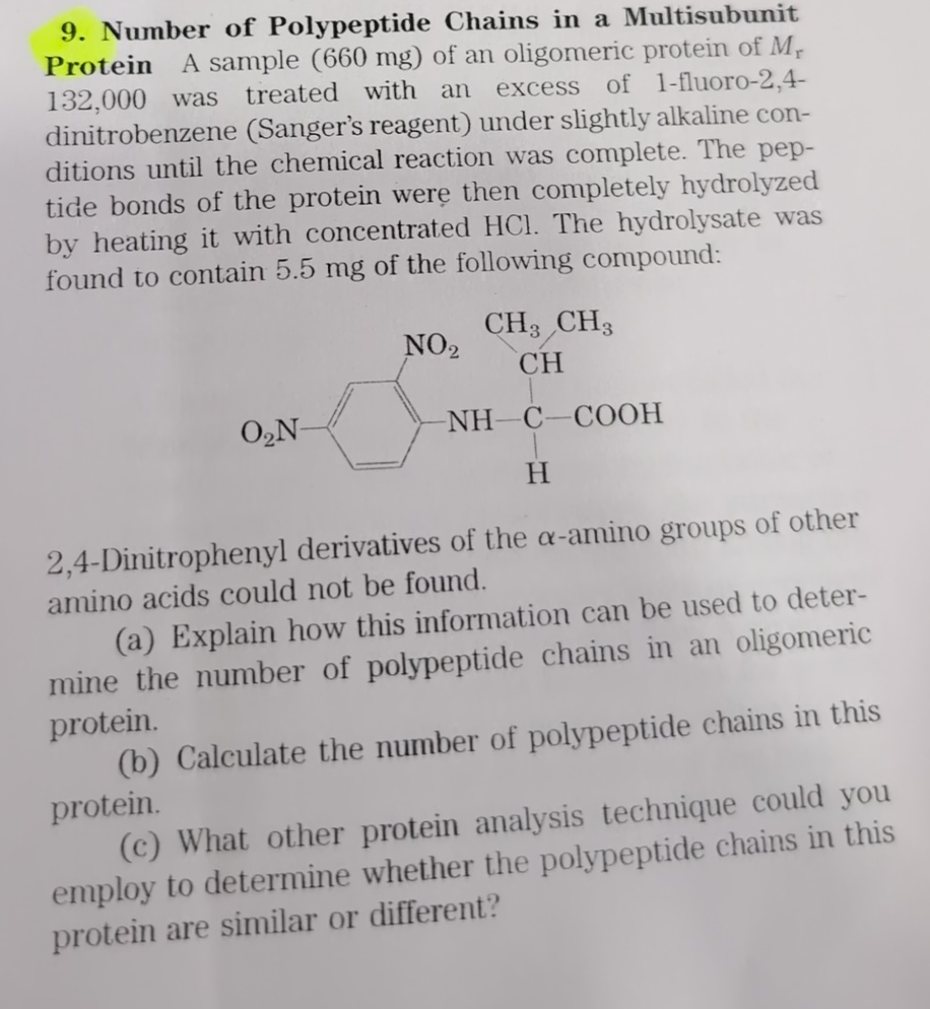 9. Number of Polypeptide Chains in a Multisubunit Protein A sample ( 6