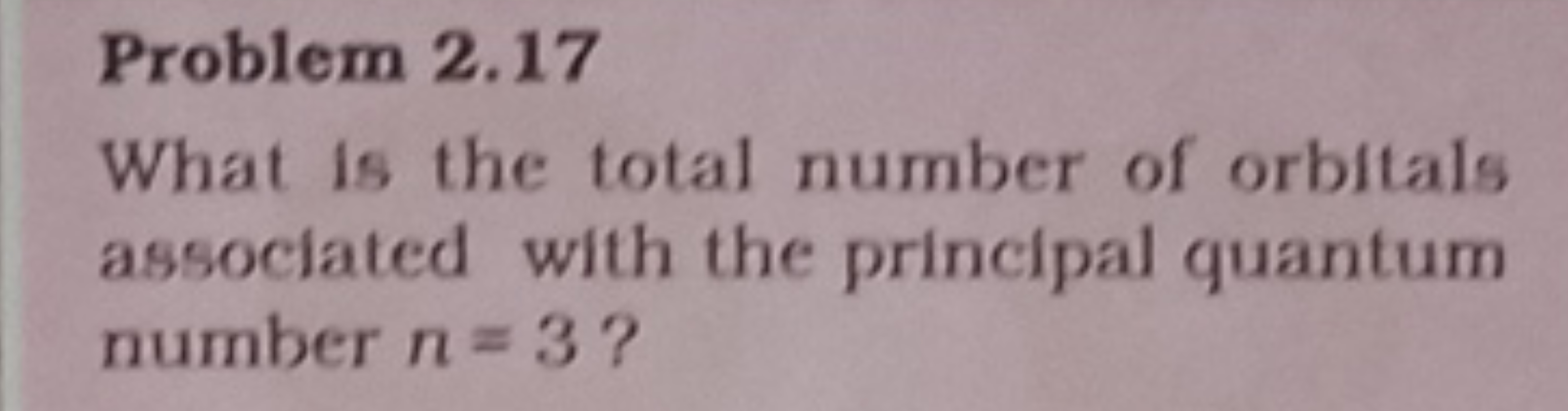 Problem 2.17
What is the total number of orbitals associated with the 