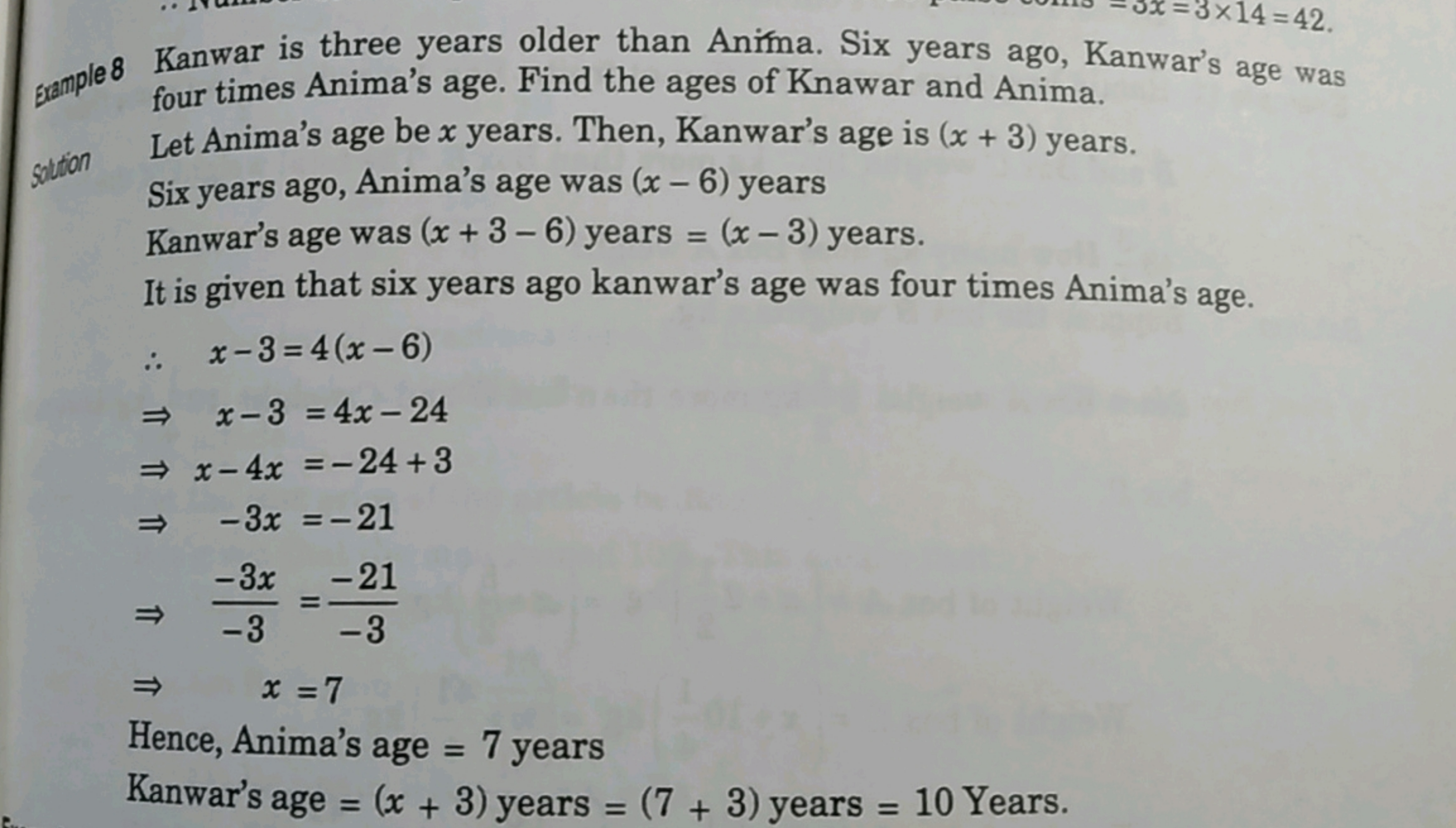 four times Anima's age. Find the ages of Knawar and Anima.
Soltion
Let