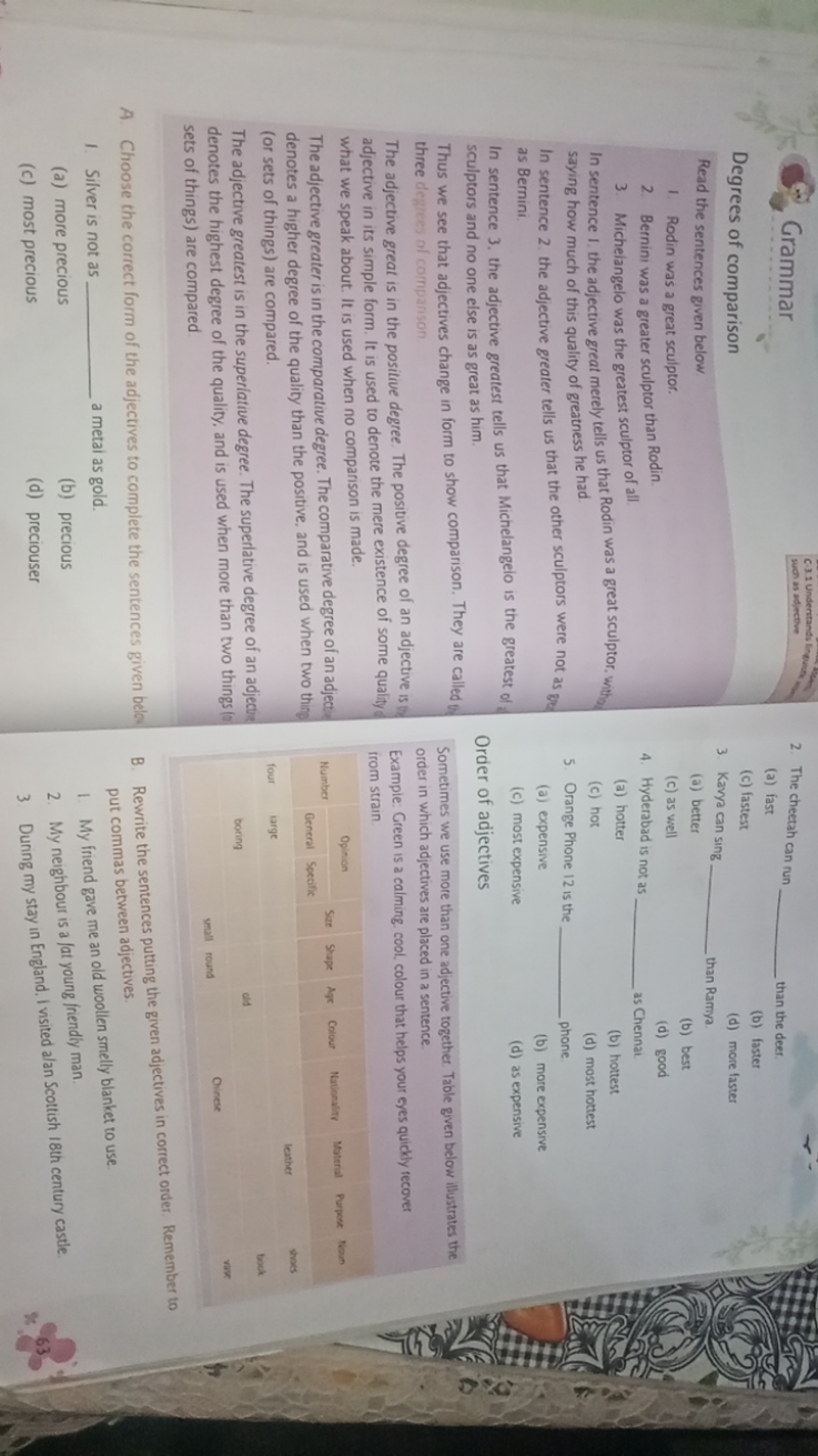 Grammar
Degrees of comparison
Read the sentences given below
1. Rodin 