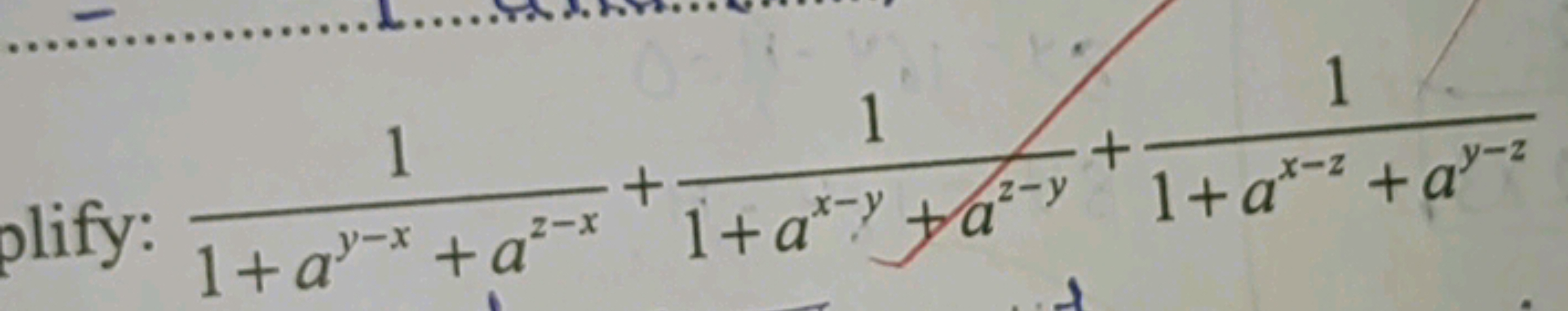 olify: 1+ay−x+az−x1​+1+ax−y+a2−y1​+1+ax−z+ay−z1​