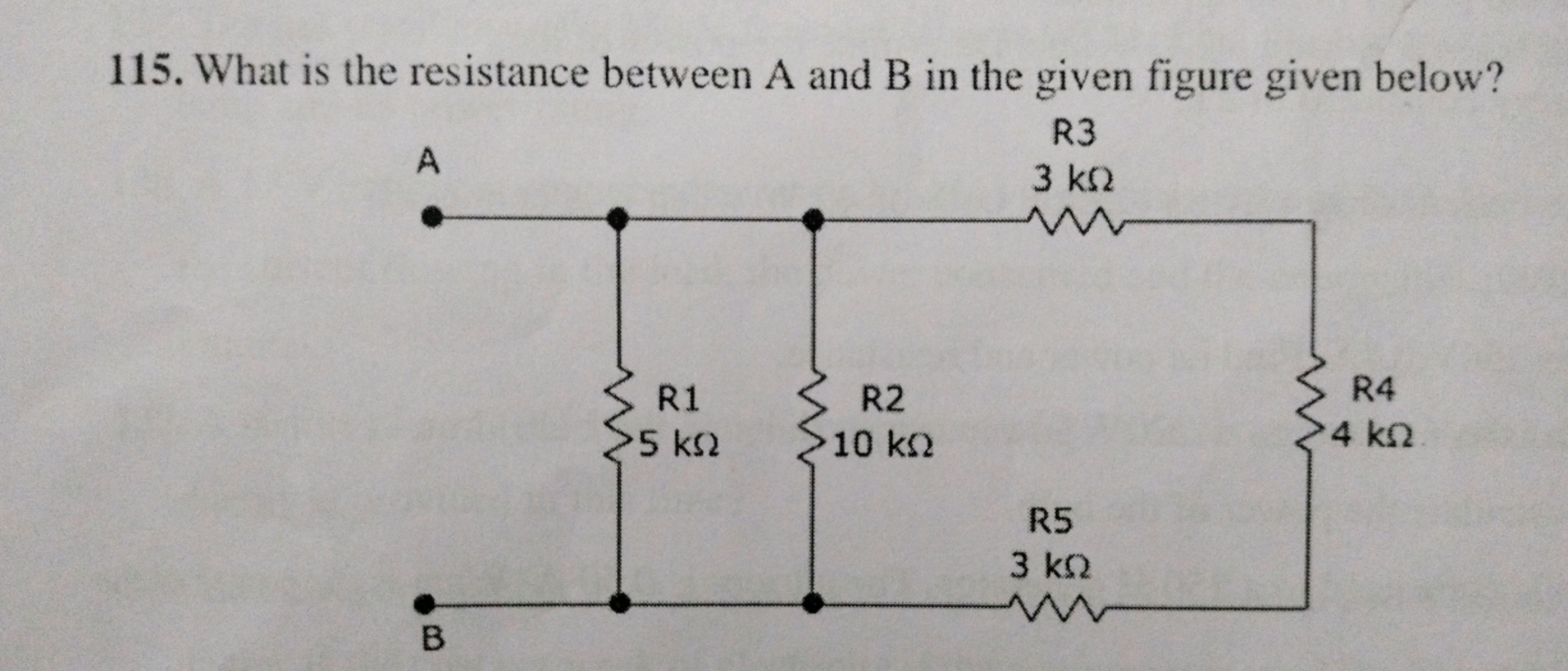 115. What is the resistance between A and B in the given figure given 