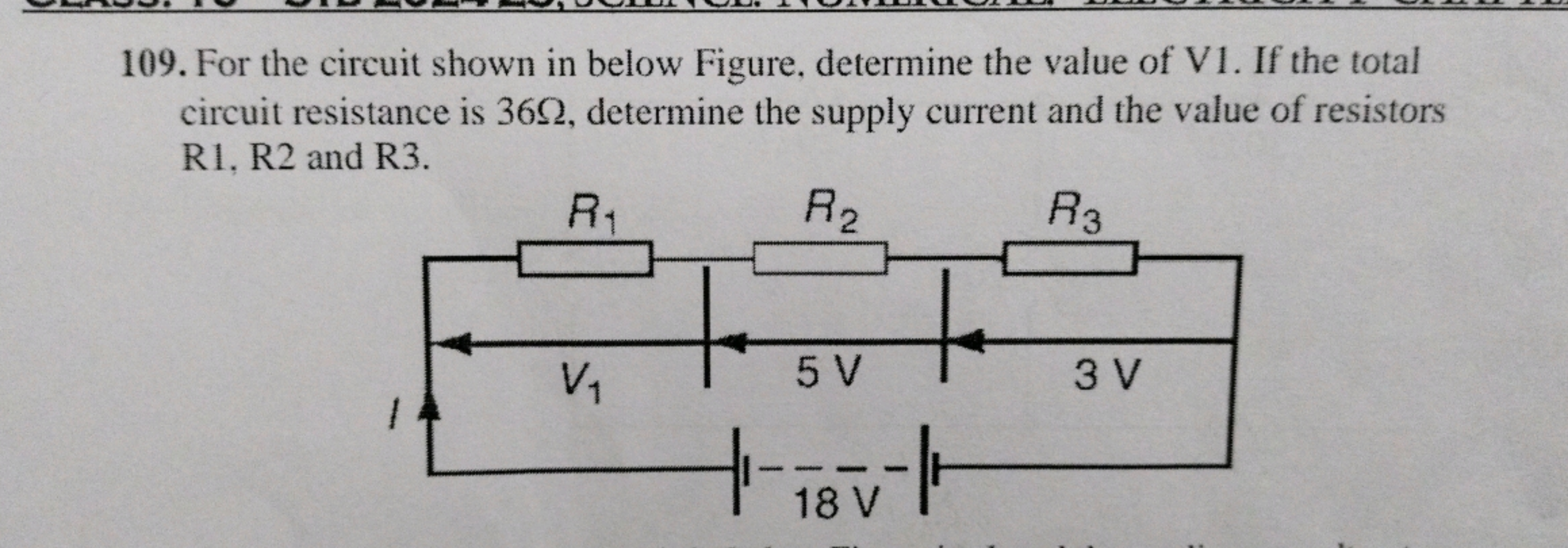 109. For the circuit shown in below Figure, determine the value of V1.