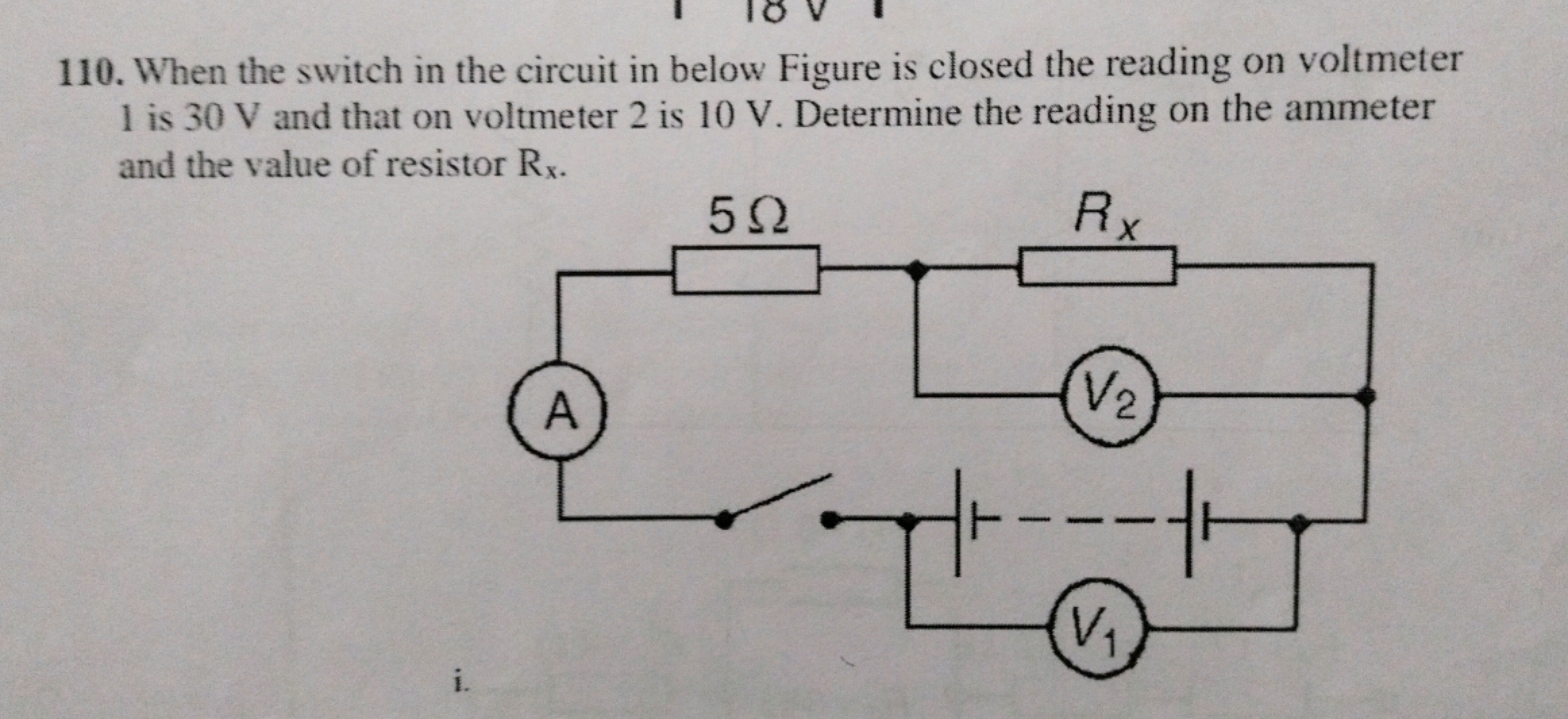 110. When the switch in the circuit in below Figure is closed the read