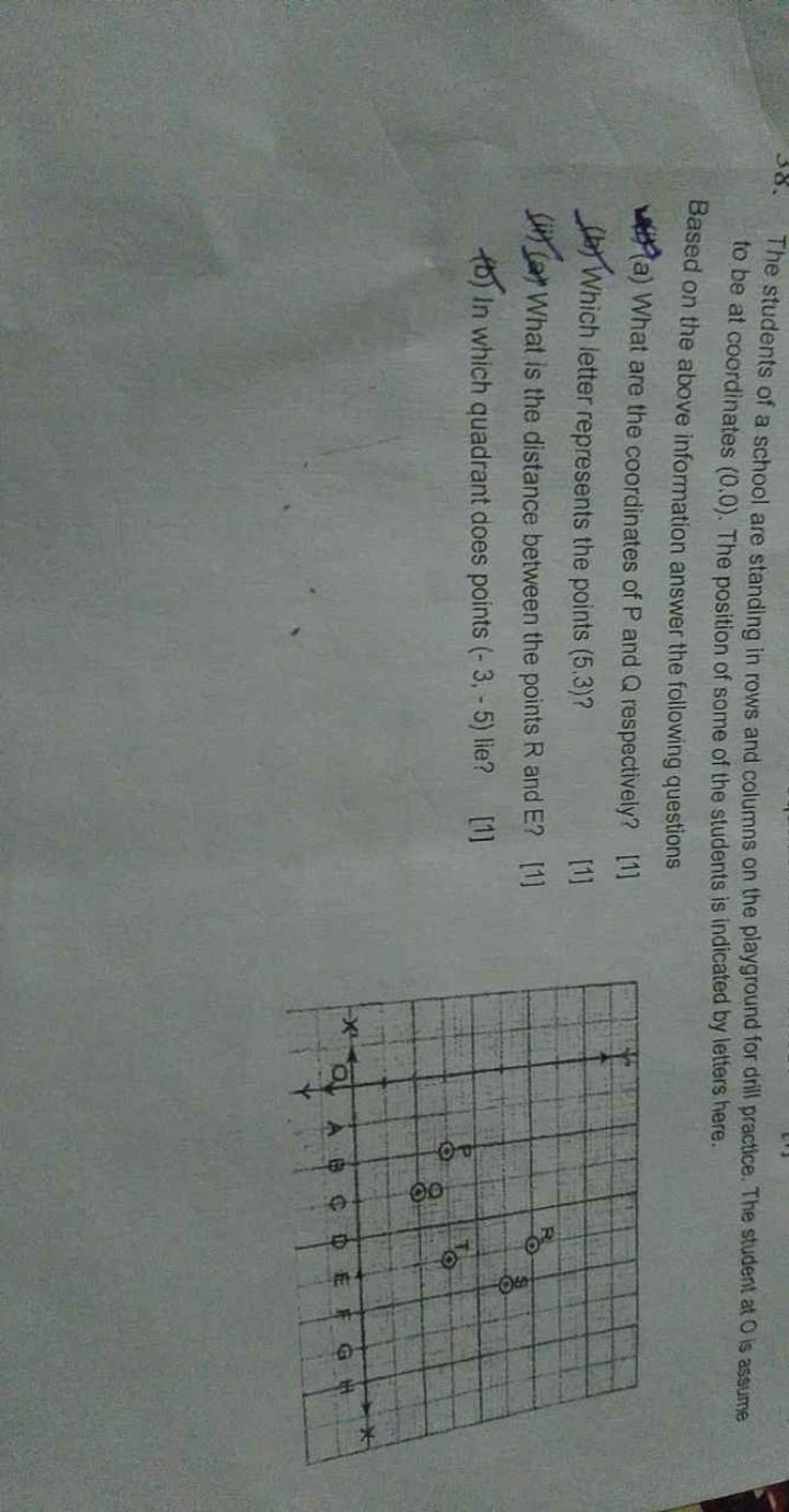 28. The students of a school are standing in rows and columns on the p