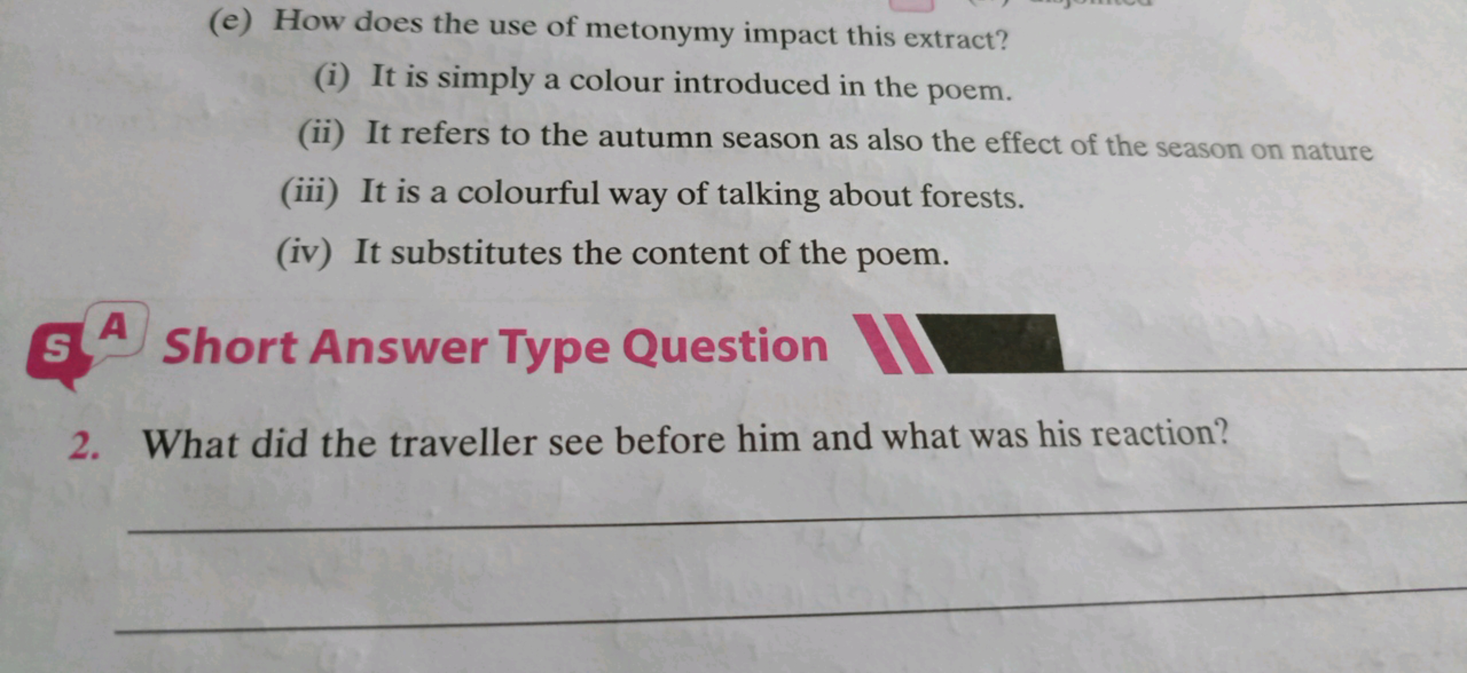 (e) How does the use of metonymy impact this extract?
(i) It is simply