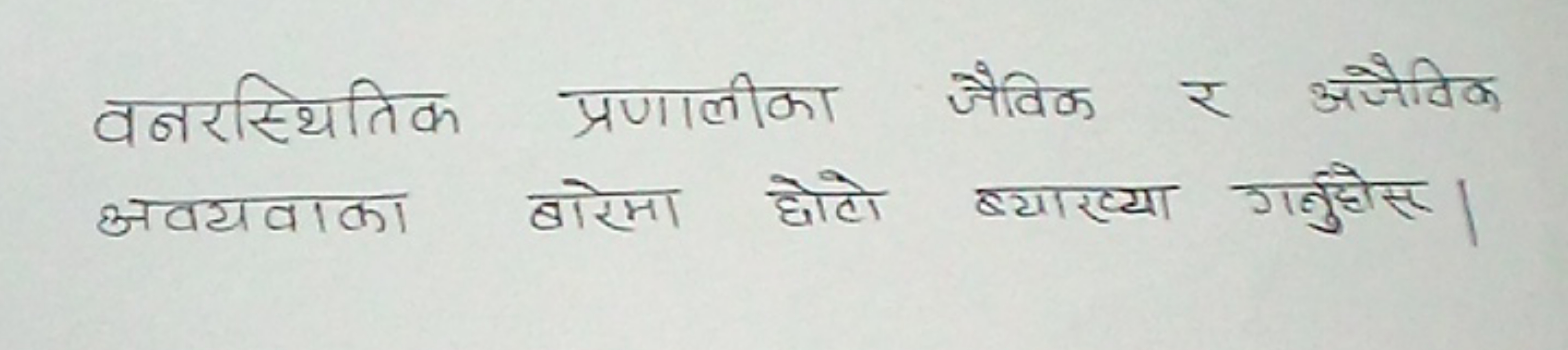 वनरस्थितिक प्रणालीका जैविक र अजैविक अवयवाका बरसमा छोटो ब्याख्या गबुधेस