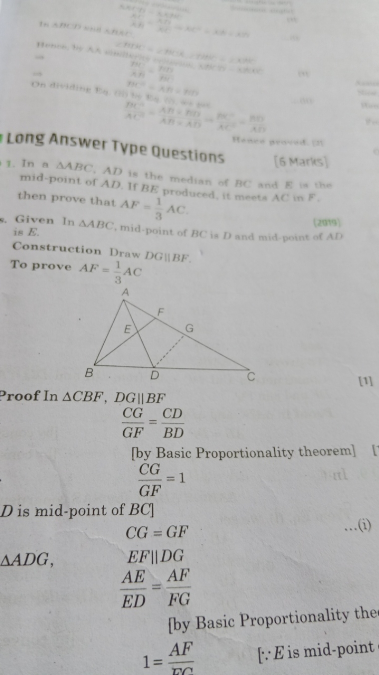 Long Answer Type Questions
Heries
1. In a △ABC AD is the median of BC 