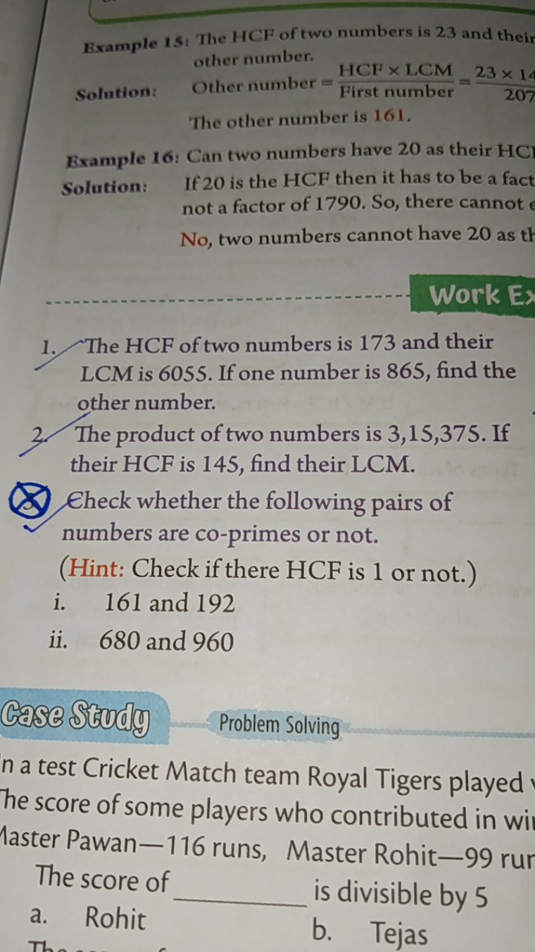 Example 15: The HCF of two numbers is 23 and their other number.

Solu