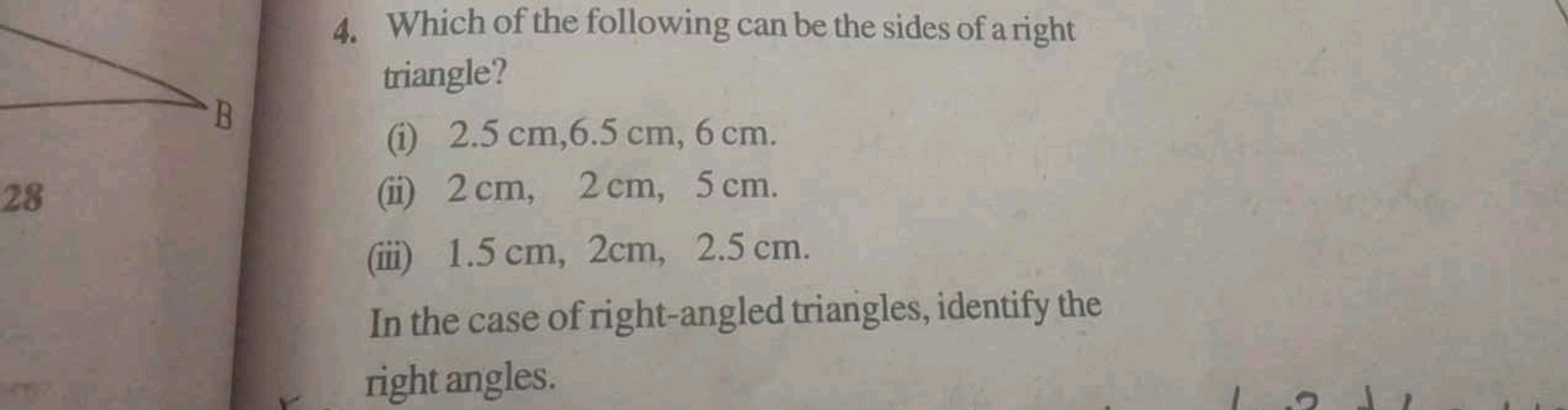 4. Which of the following can be the sides of a right triangle?
(i) 2.