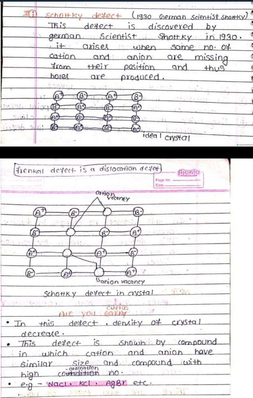 Pi) SchoHky defect (1930 German scientist shoHky) This defect is disco