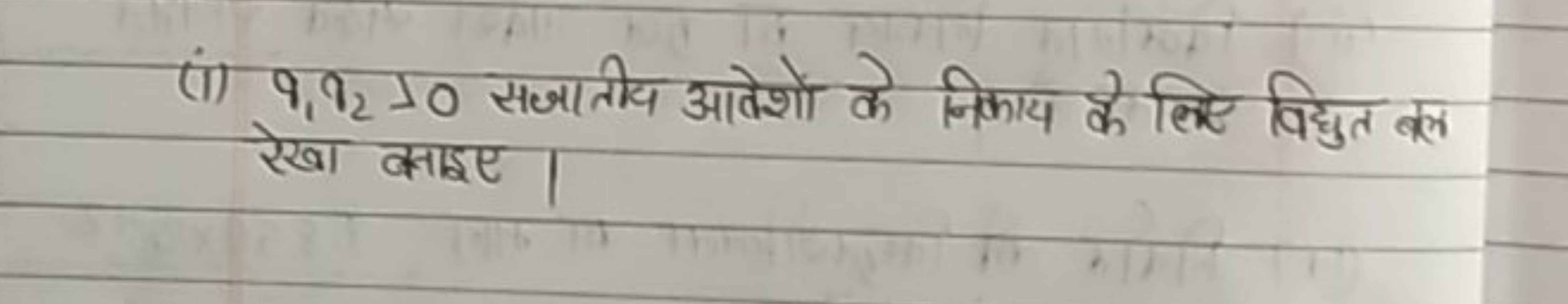 (i) 91​92​⊥0 सजातीय आवेशों के निक्रिय के लिए विद्युत बल रेखा क्साइए