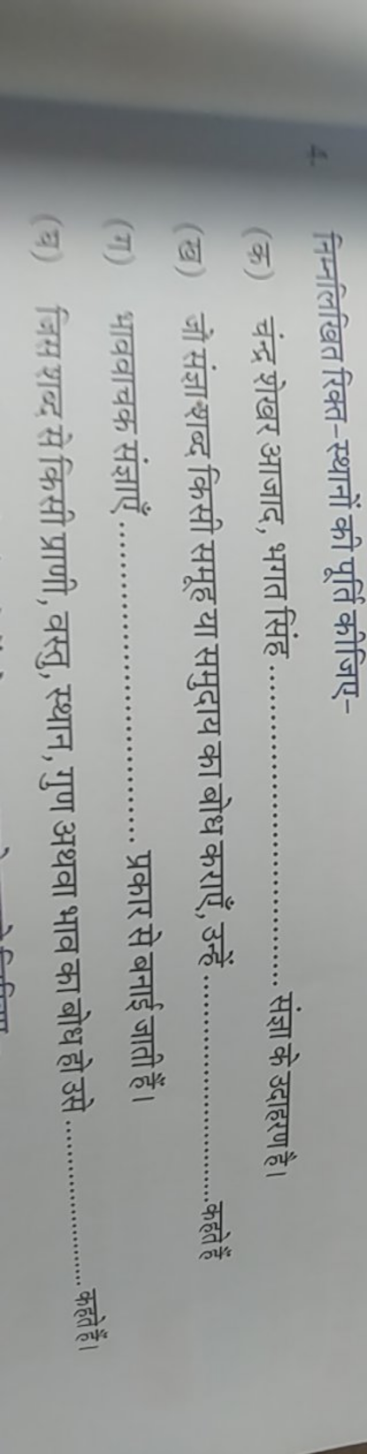 4. निम्नलिखित रिक्त-स्थानों की पूर्ति कीजिए-
(क) चंन्द्र शेखर आजाद, भग