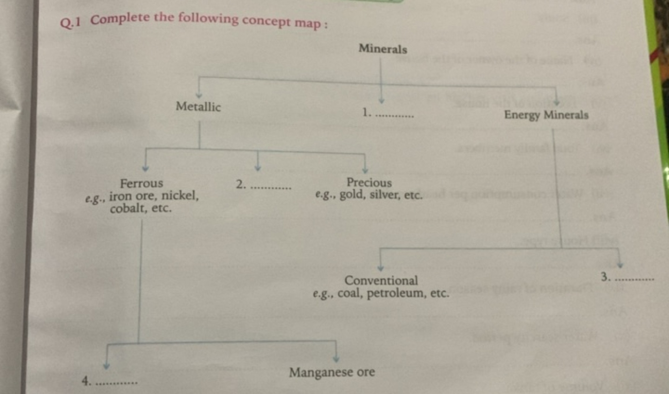 Q. 1 Complete the following concept map :