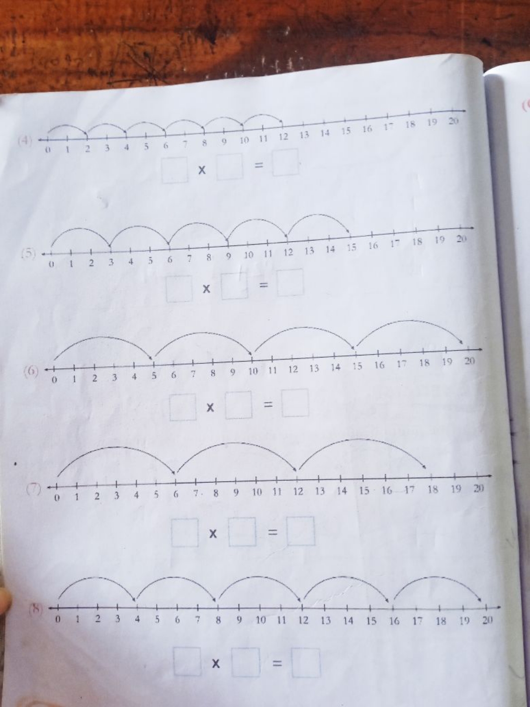 (4)

X
(5)

X □ = □
(6) 
x= □
(7) x□= □ □ x□= □
(8) □
X □