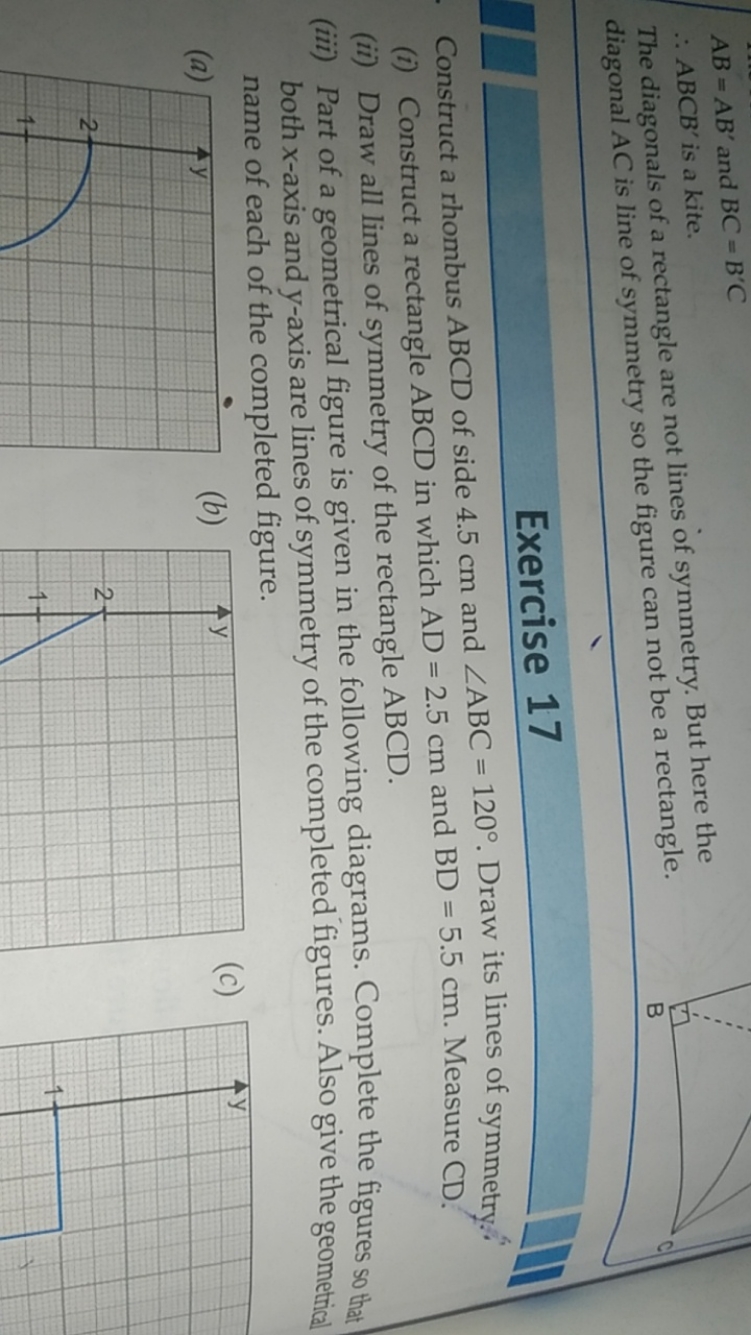 AB=AB′ and BC=B′C
∴ABCB′ is a kite.
The diagonals of a rectangle are n