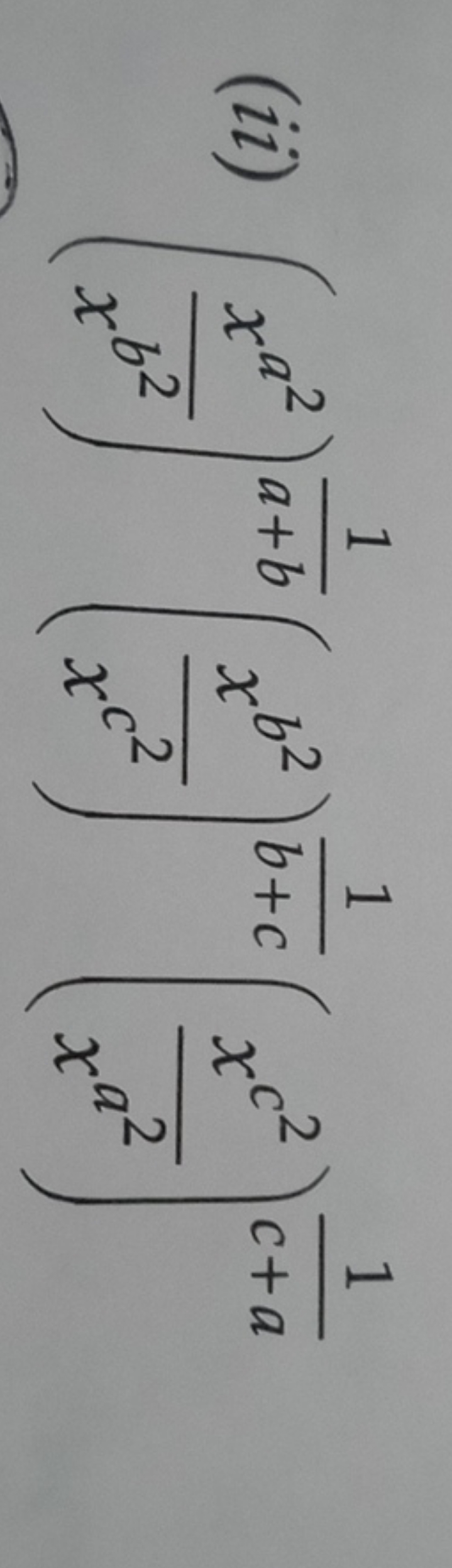 (ii) (xb2xa2​)a+b1​(xc2xb2​)b+c1​(xa2xc2​)c+a1​