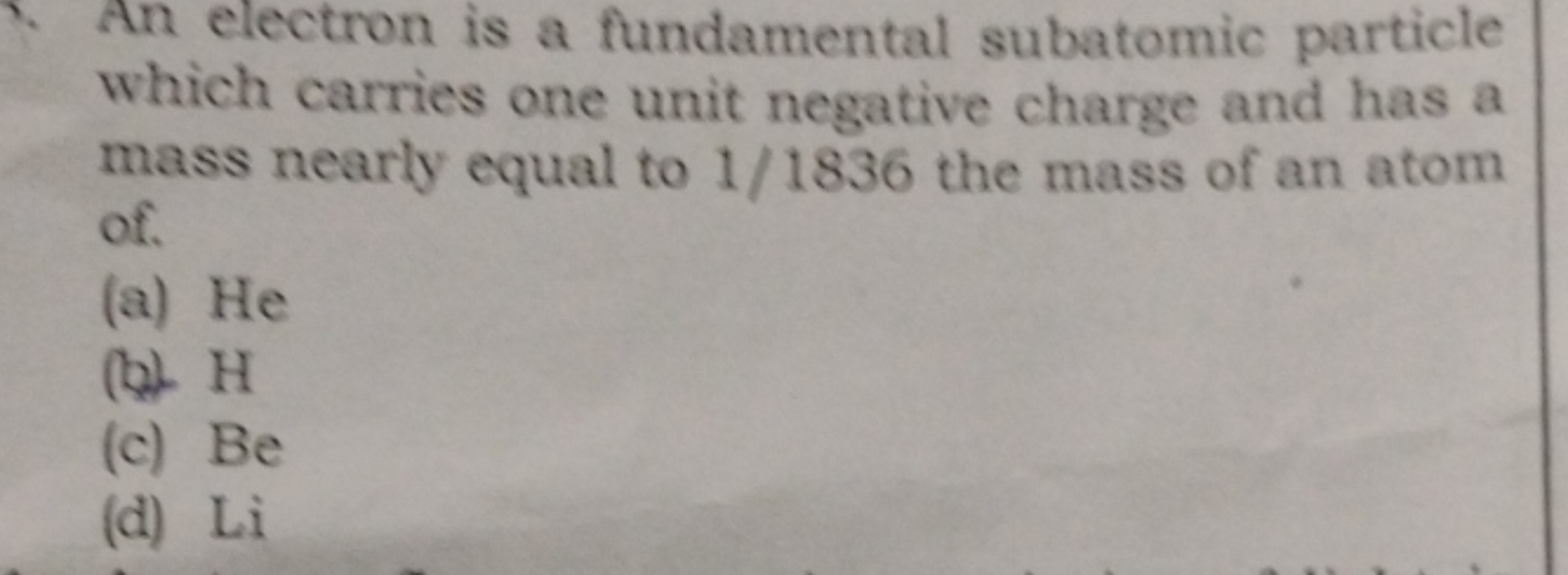 An electron is a fundamental subatomic particle which carries one unit