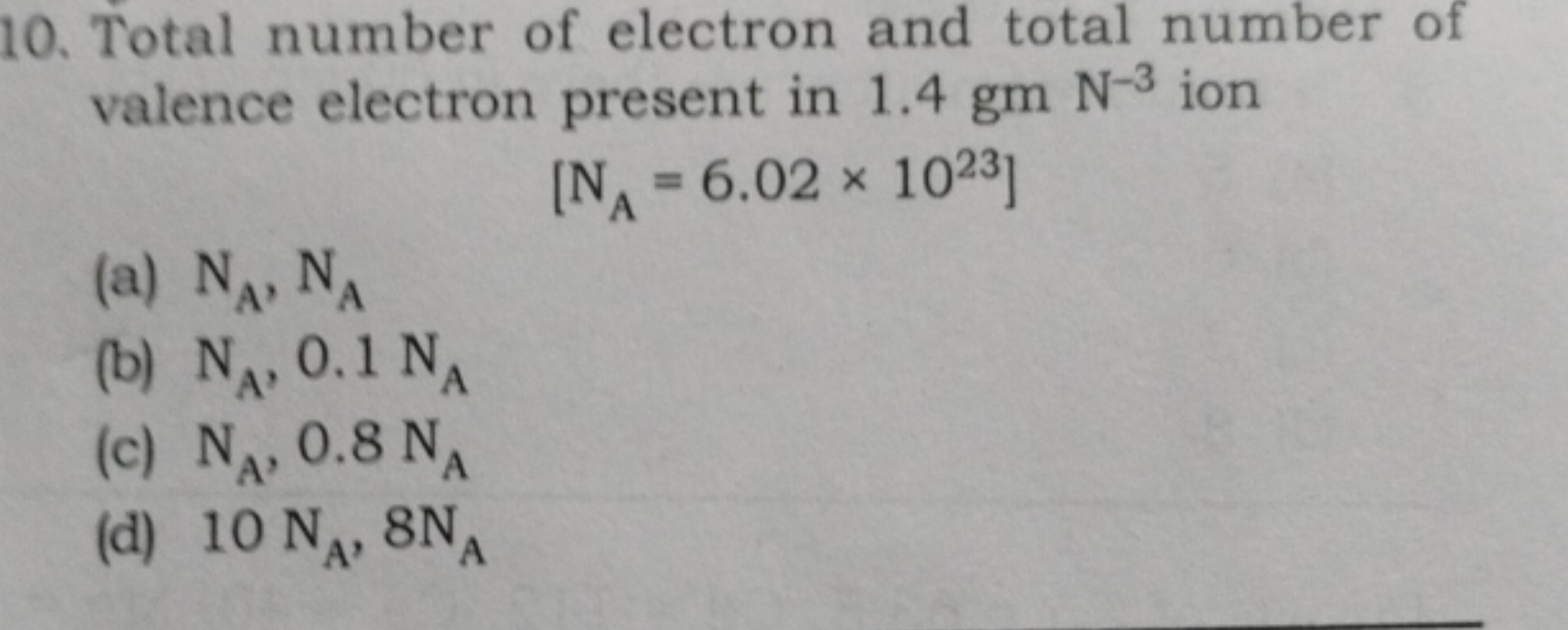 10. Total number of electron and total number of valence electron pres