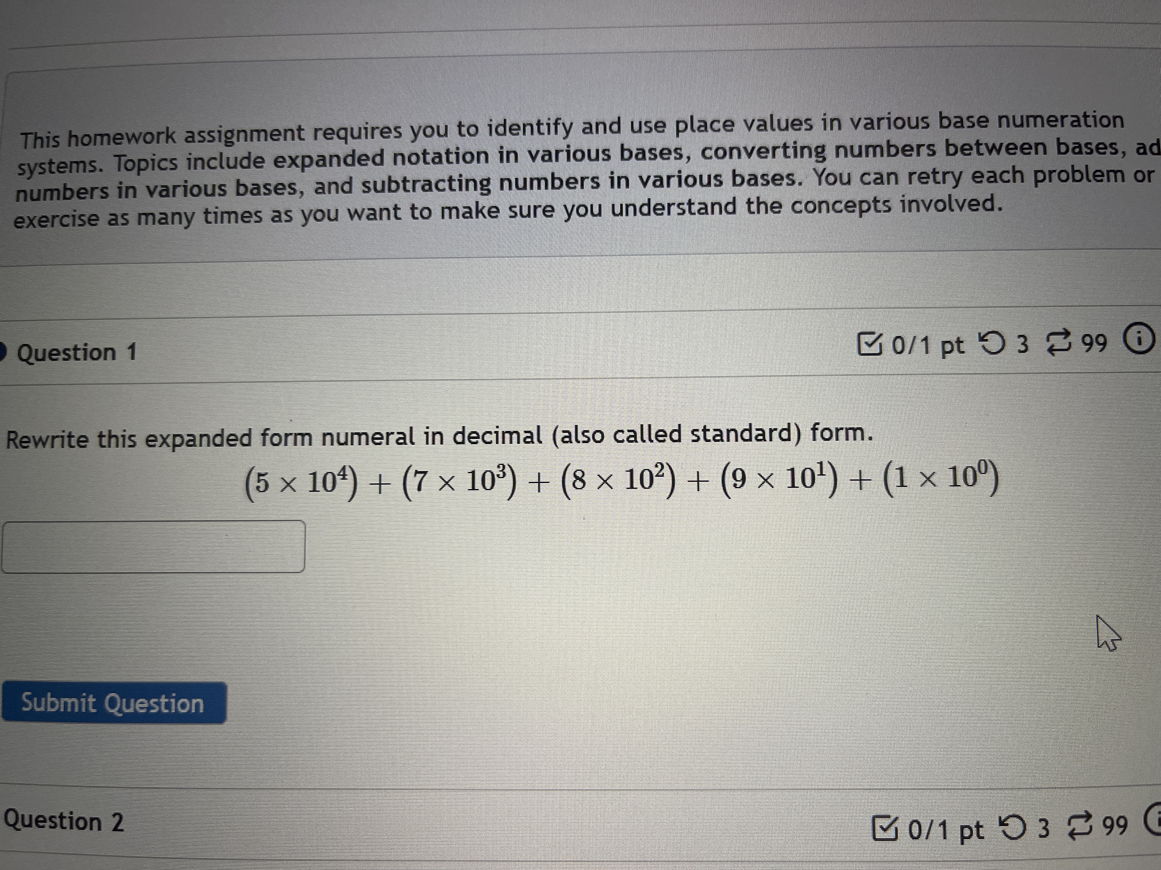 This homework assignment requires you to identify and use place values