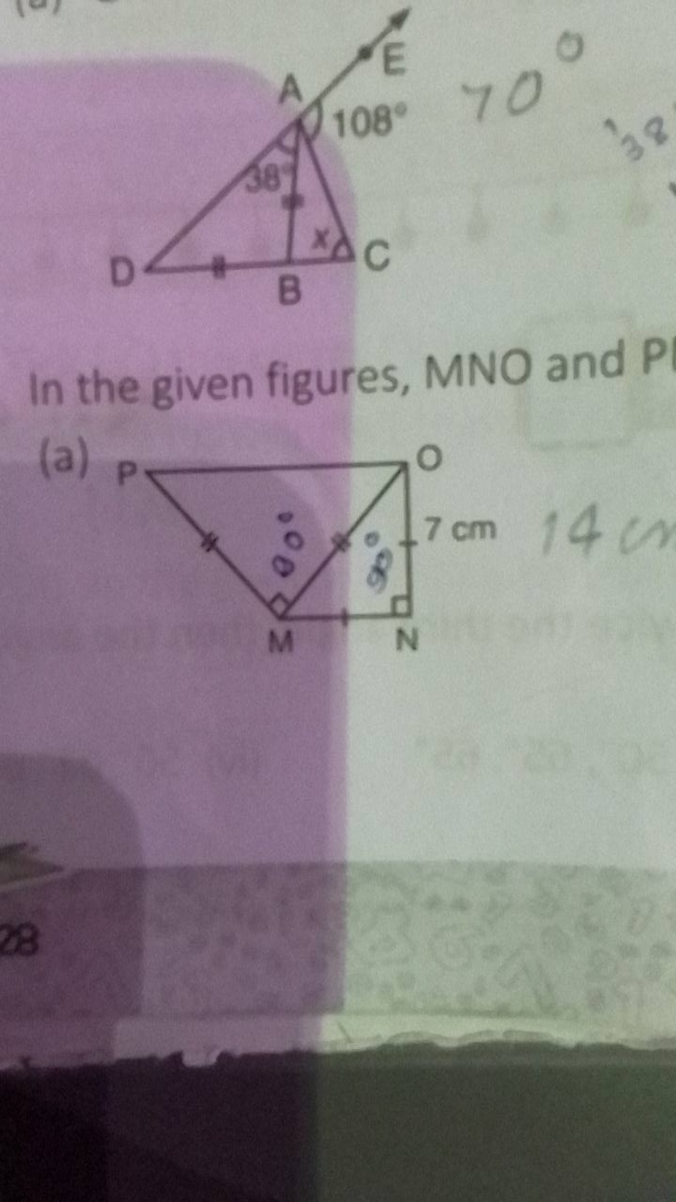 In the given figures, MNO and P
(a)
14 cs