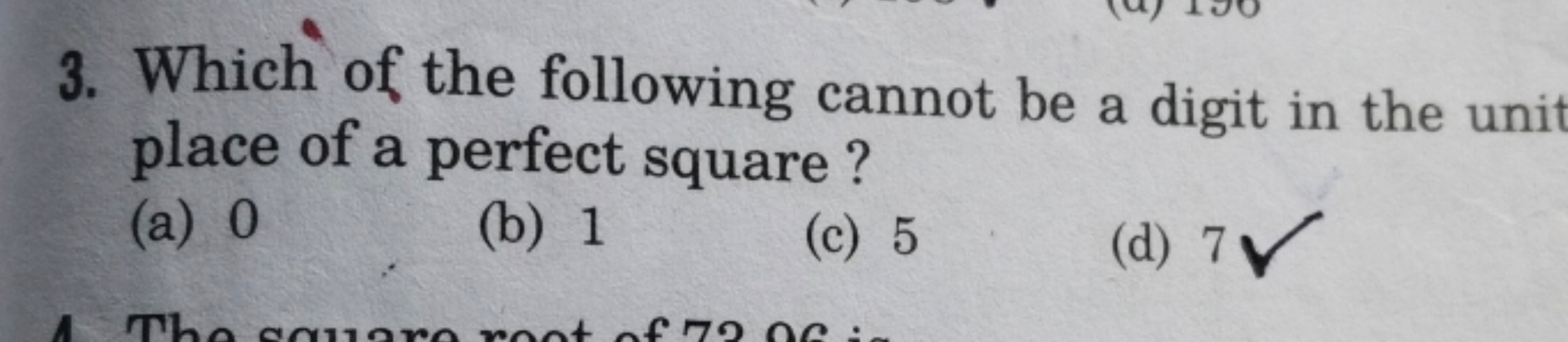 3. Which of the following cannot be a digit in the unit place of a per