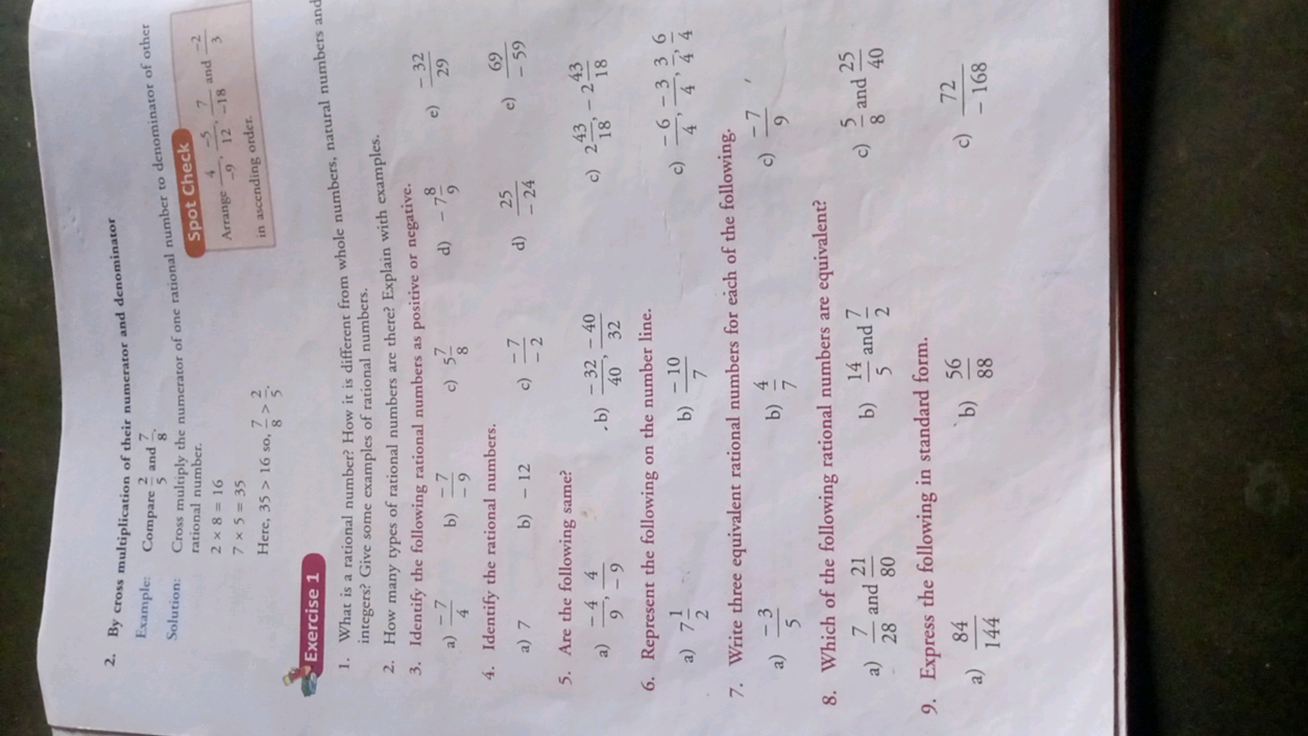 2. By cross multiplication of their numerator and denominator
Example: