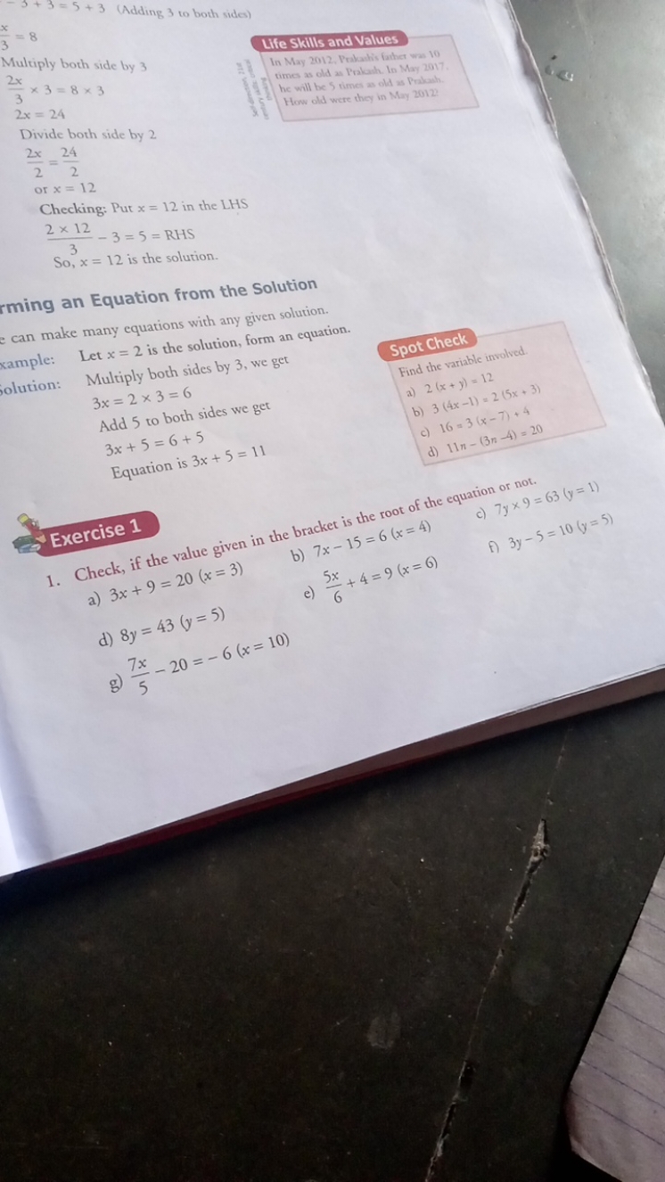 −3+3=5+3 (Adding 3 to both sides)
3x​=8

Life Skills and Values
Multip