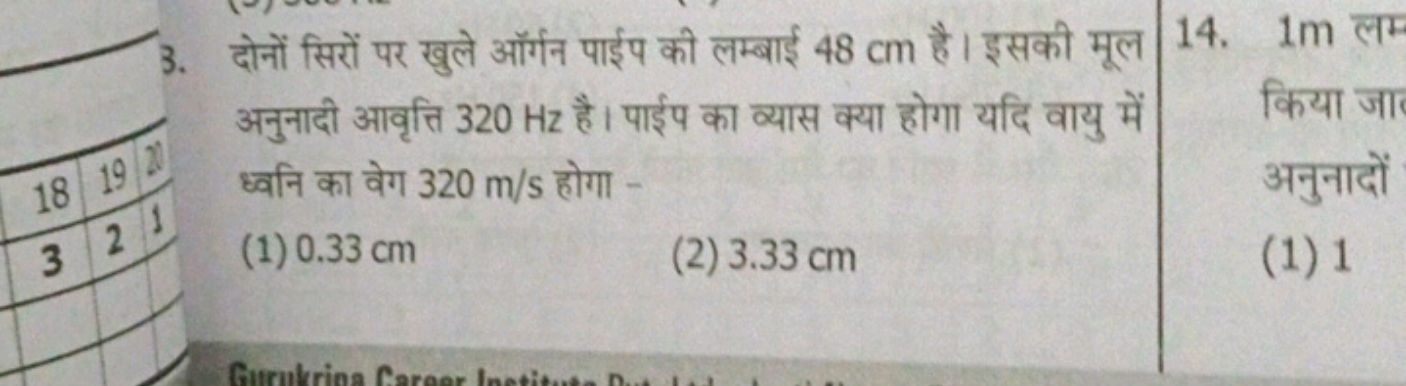 3. दोनों सिरों पर खुले ऑर्गन पाईप की लम्बाई 48 cm है। इसकी मूल अनुनादी