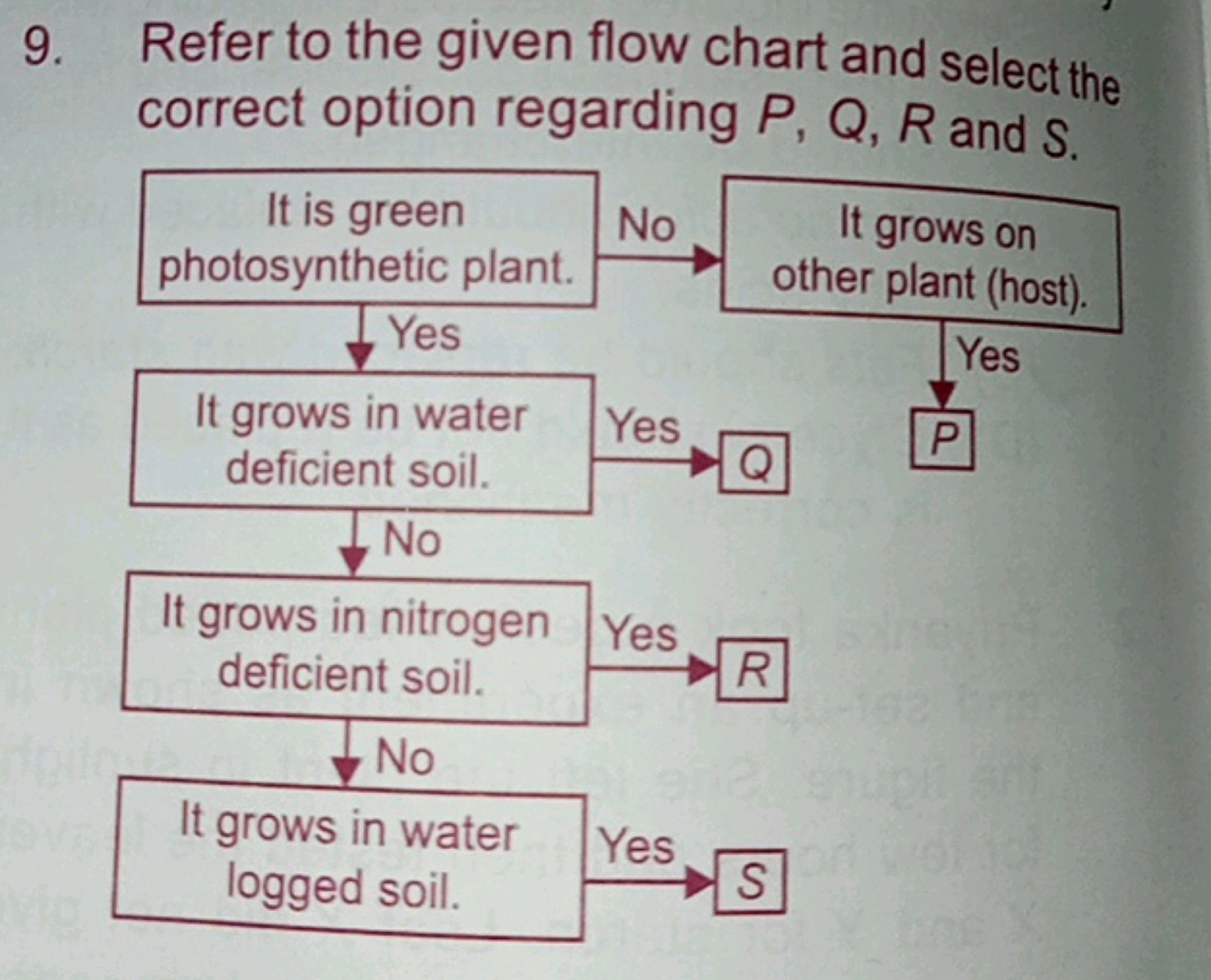 9. Refer to the given flow chart and select the correct option regardi