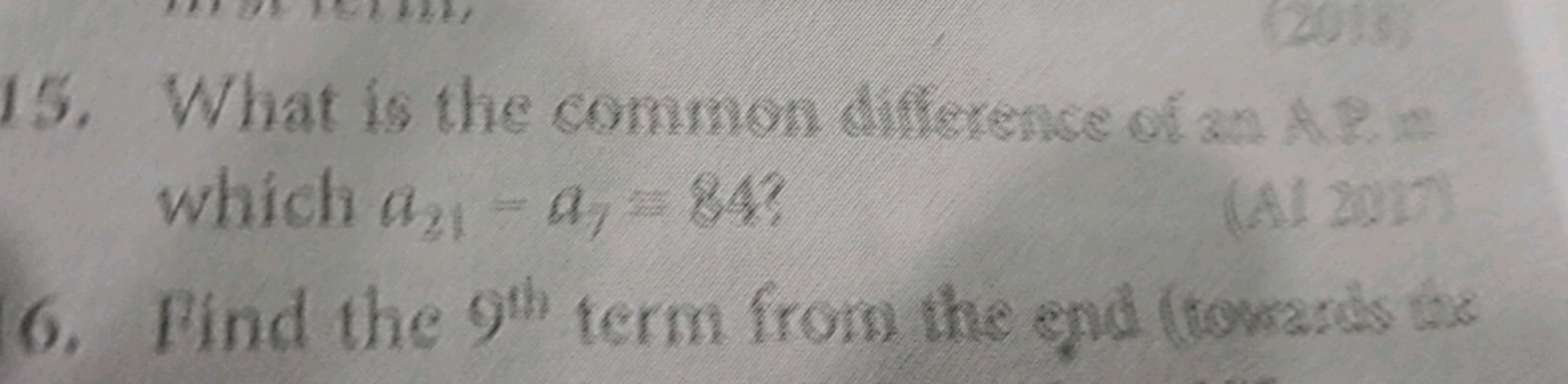 15. What is the common difference of an A ? = which a21​=a1​=84 ?
6. F