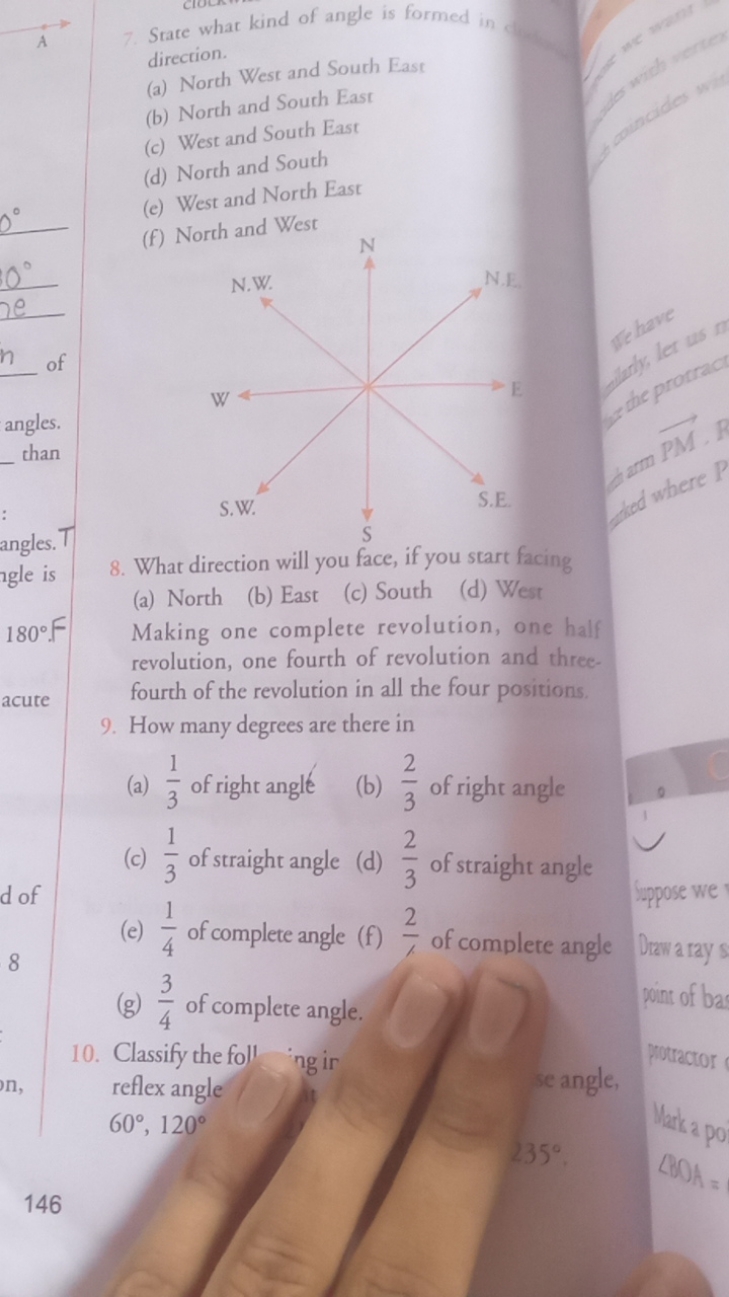 2°
30°
A
7. State what kind of angle is formed in c
direction.
(a) Nor