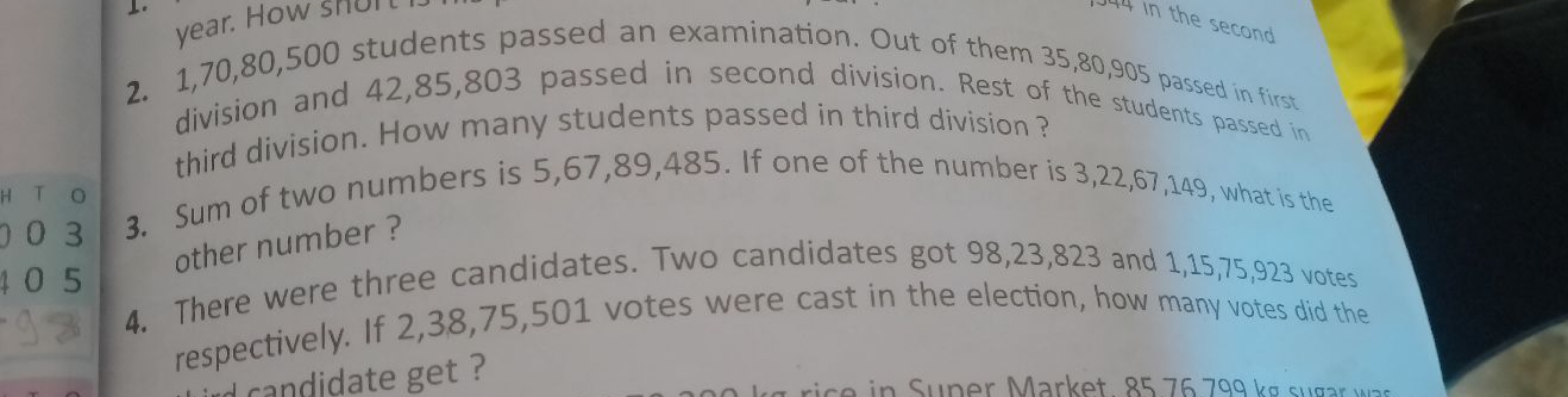 2. 1,70,80,500 students passed an examination. Out of them 35,80,905 p