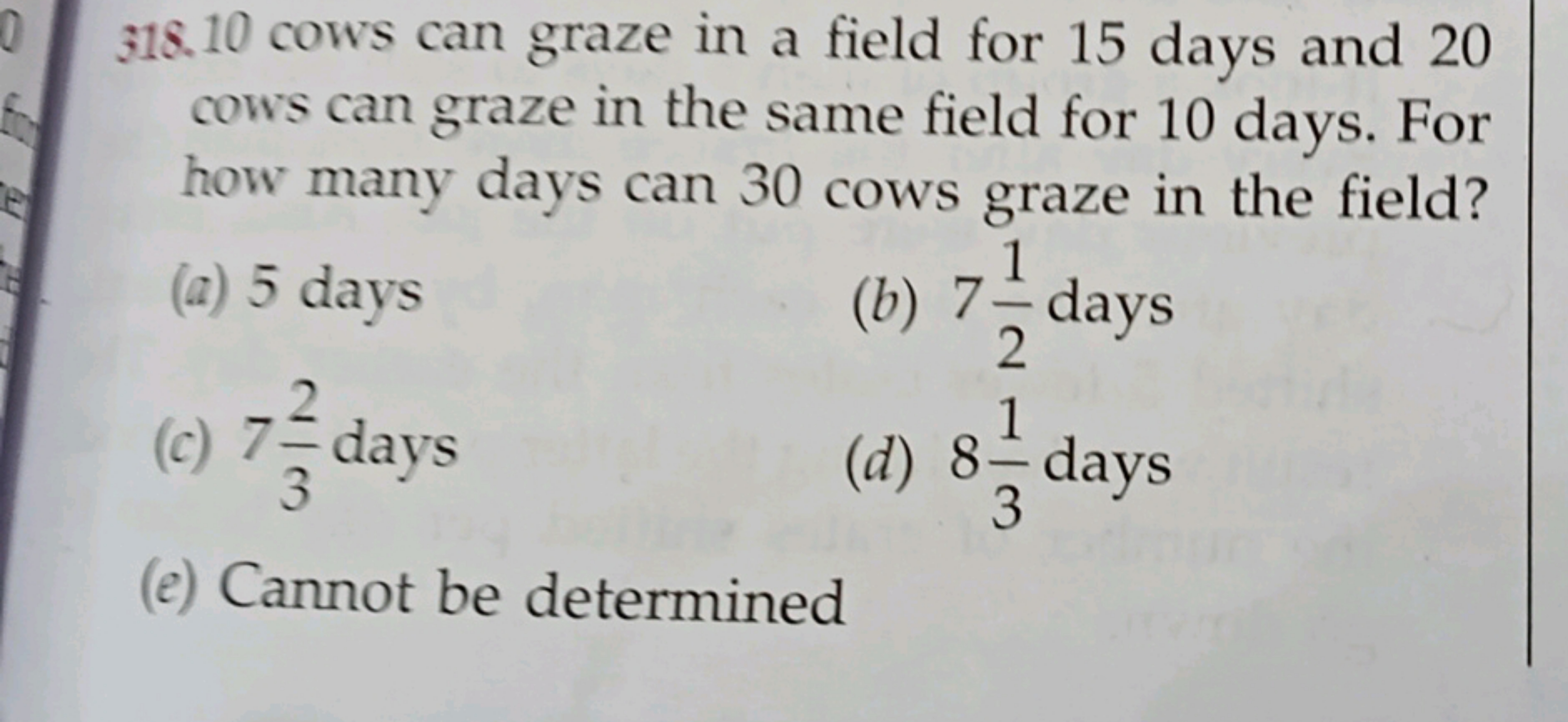 318.10 cows can graze in a field for 15 days and 20 cows can graze in 