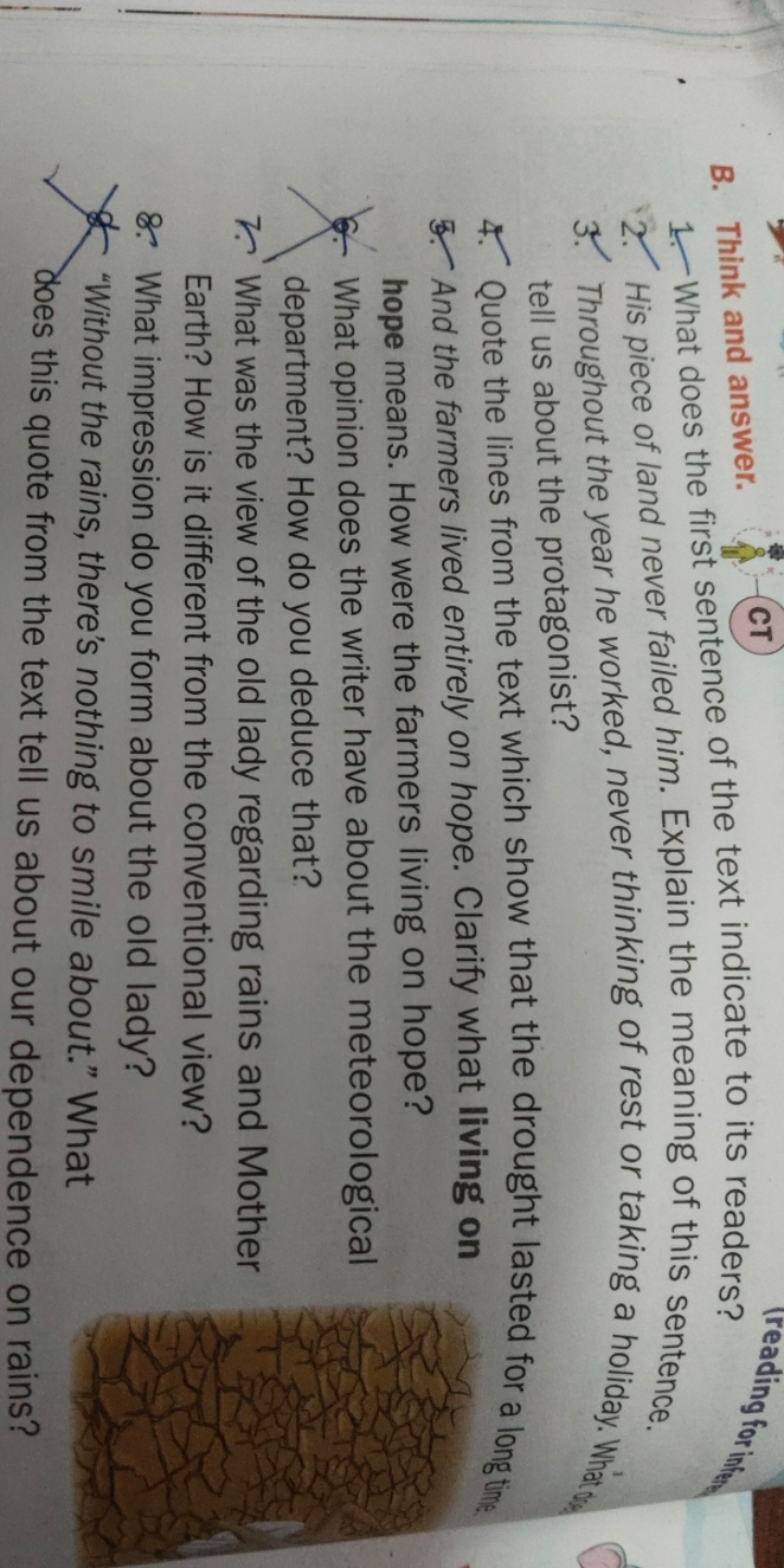 B. Think and answer. (CT)
(reading for inf fart
1. What does the first