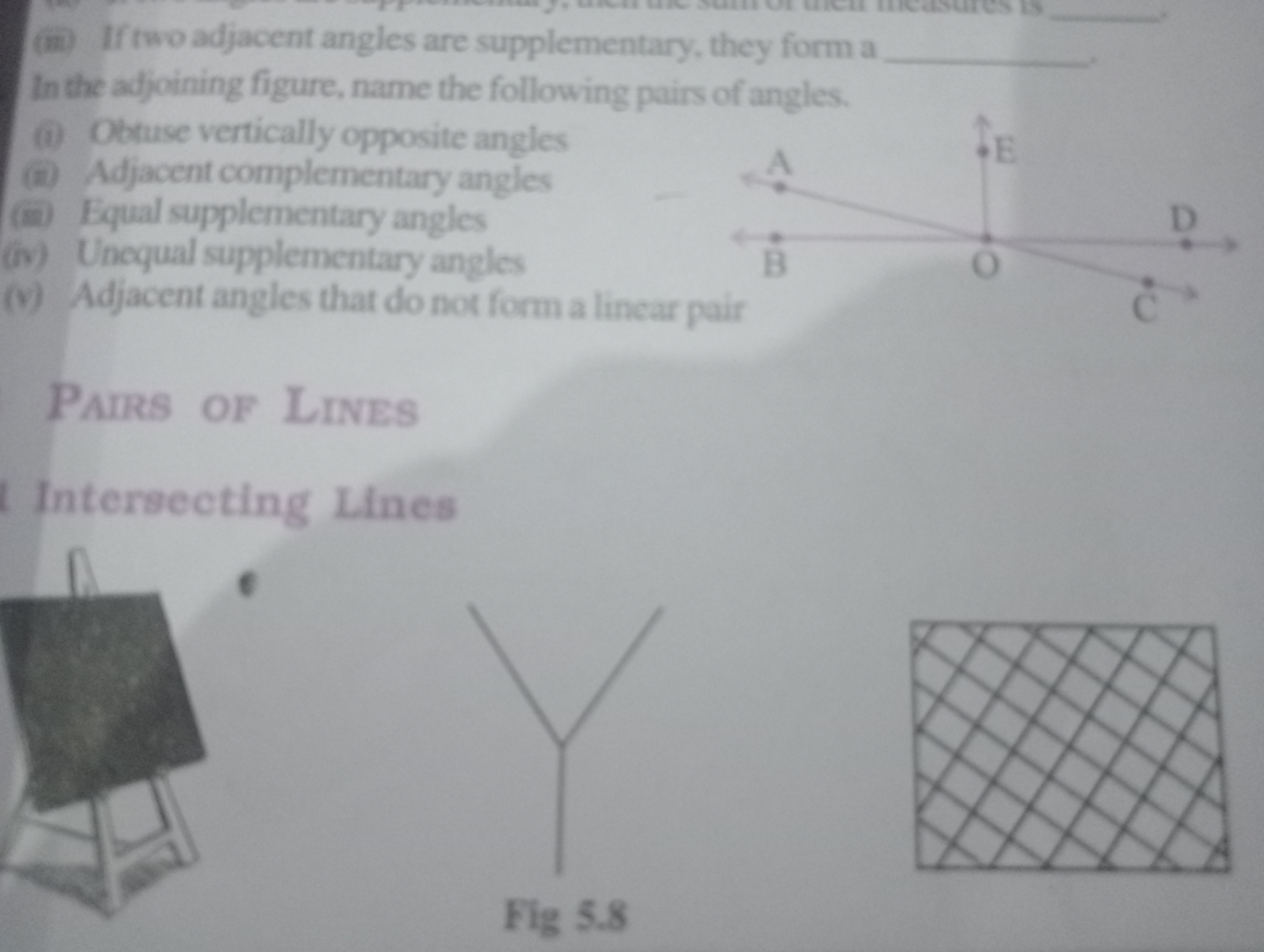 (ii) If two adjacent angles are supplementary, they form a 
In the adj