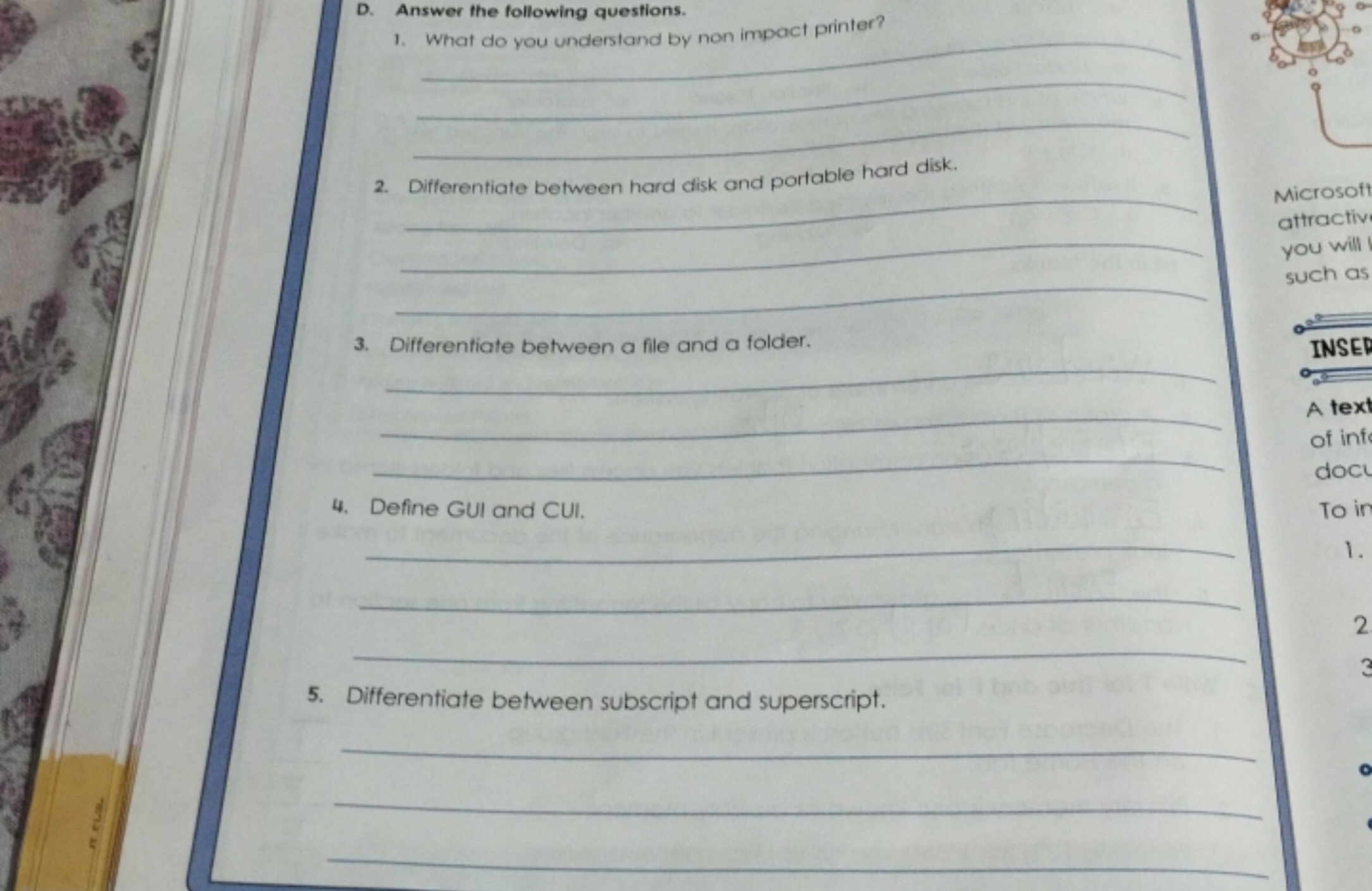 D. Answer the following questions.
1. What do you understand by non im