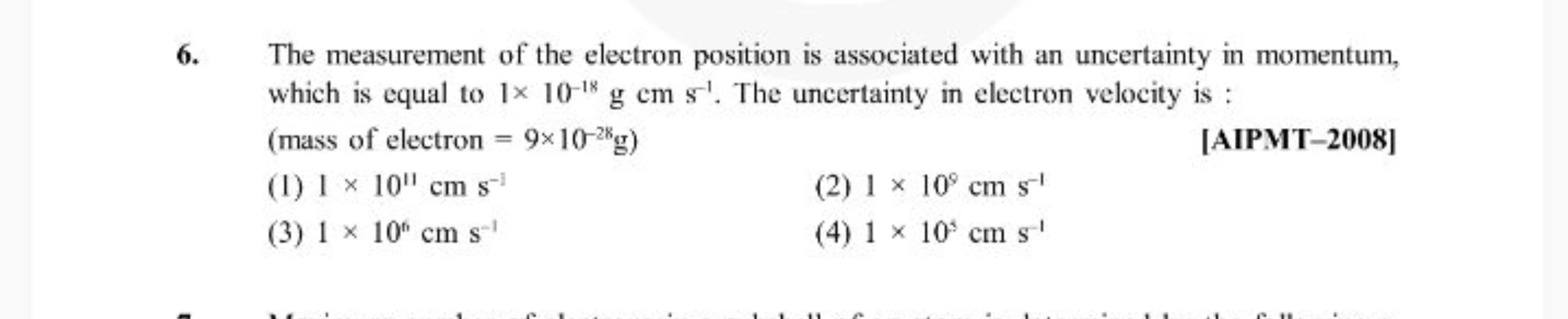 6. The measurement of the electron position is associated with an unce