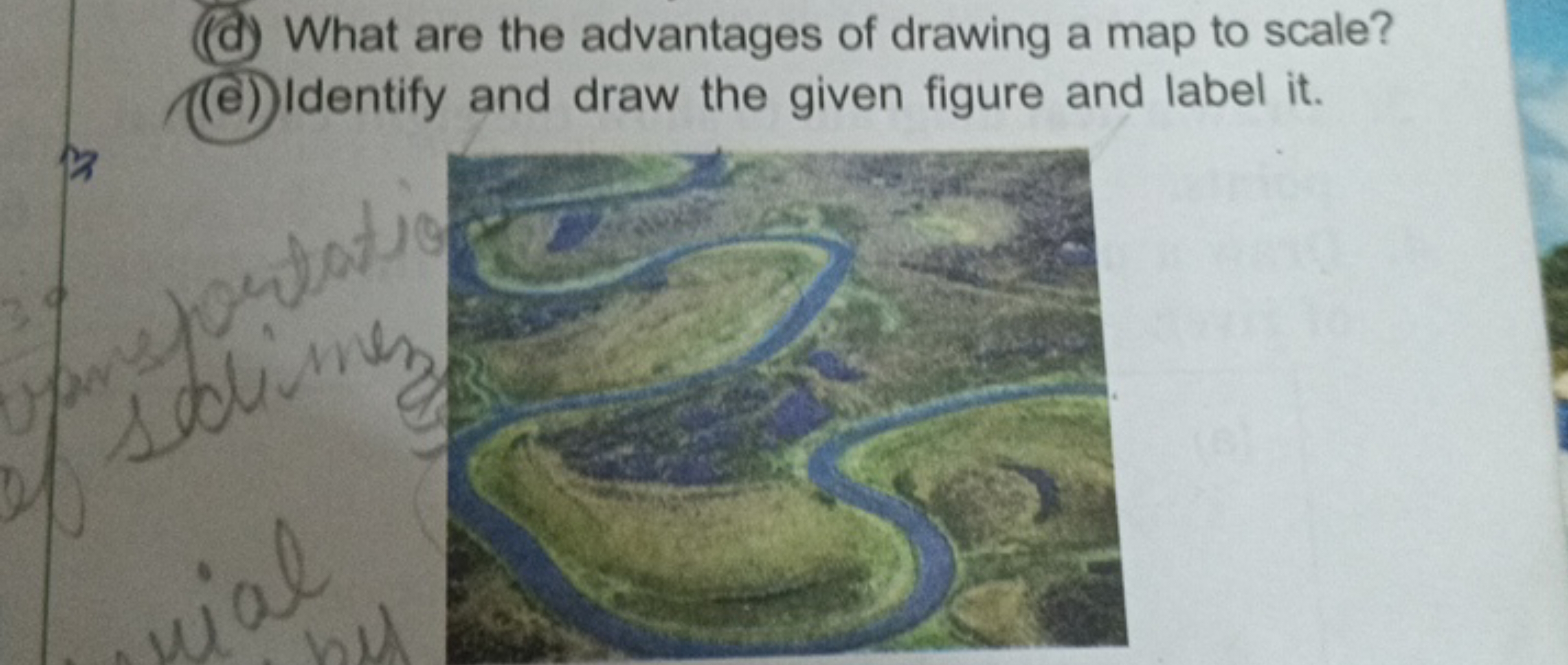 (d) What are the advantages of drawing a map to scale?
(()) Identify a